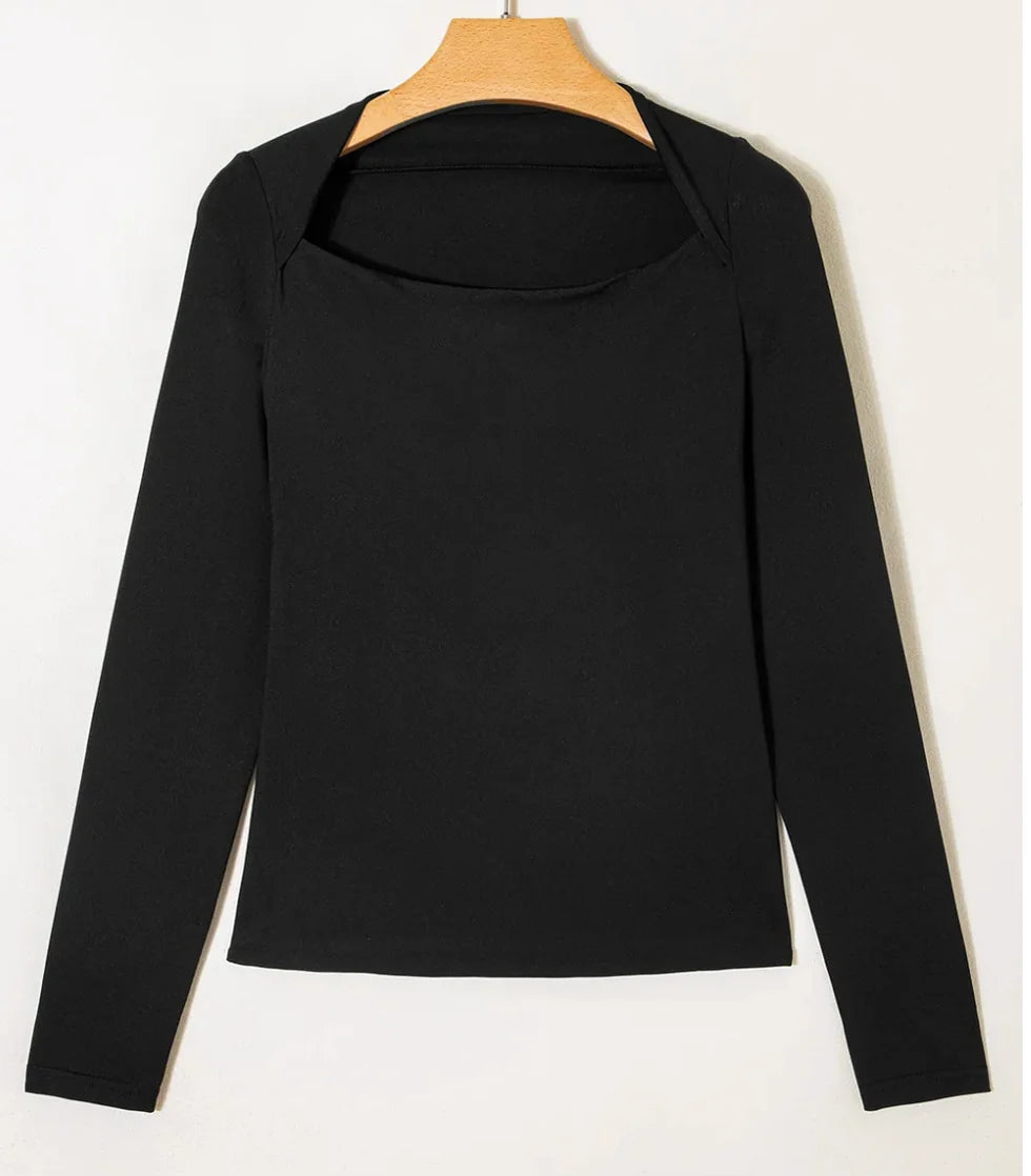 PREORDER: Everyday Essential Boat Neck Top / Black (ETA: August)