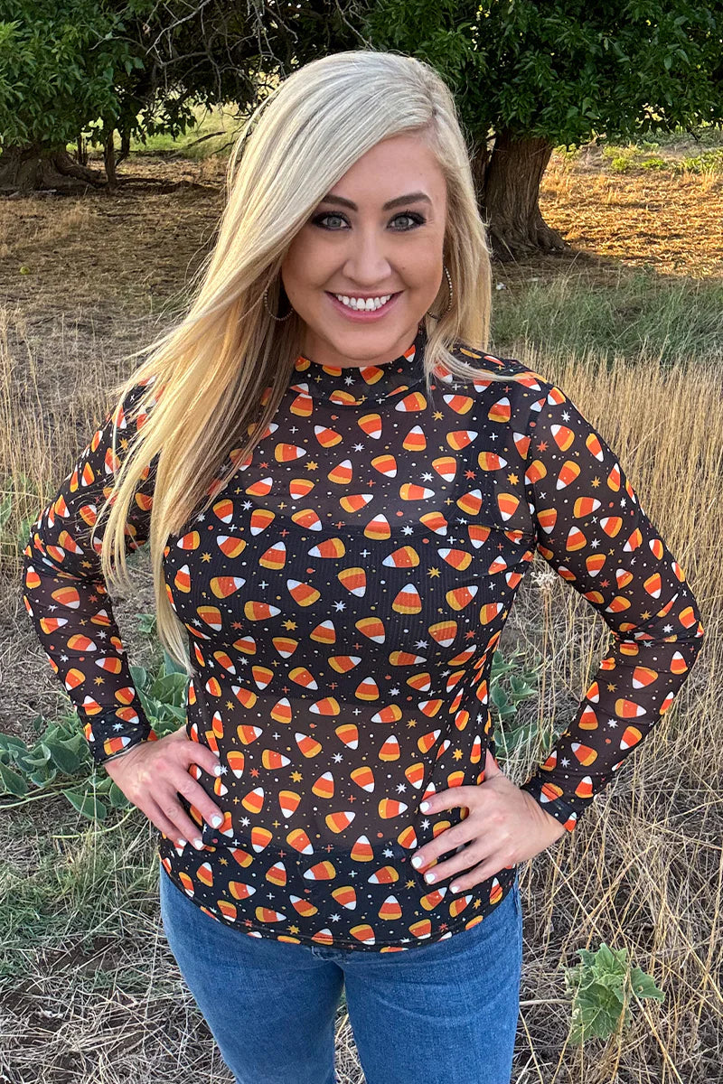 Candy Corn Corral Mesh Top by Sterling Kreek - BFF Here