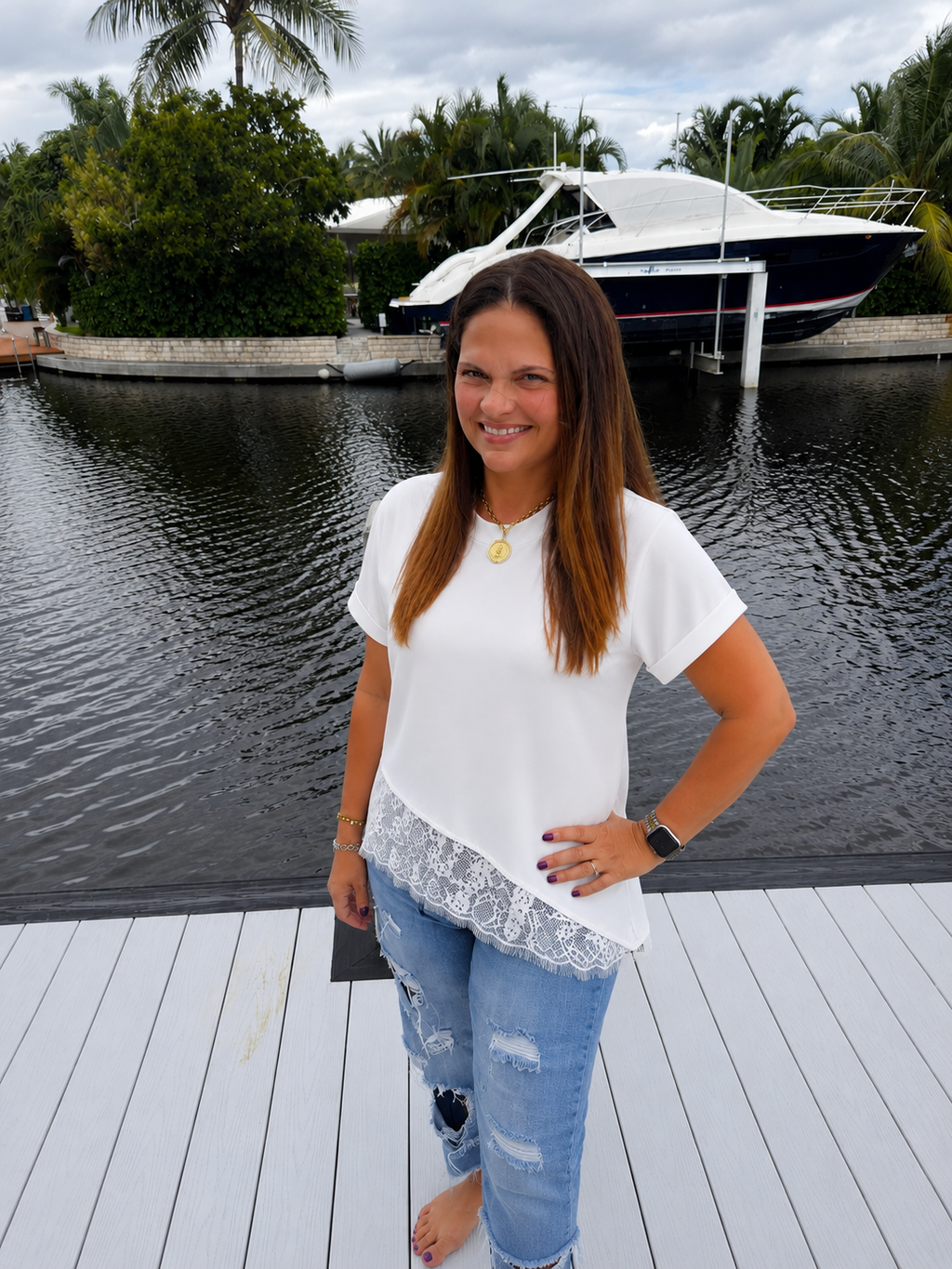 PREORDER: Simply Sweet Asymmetrical Lace Top (ETA: Late August / Early September)