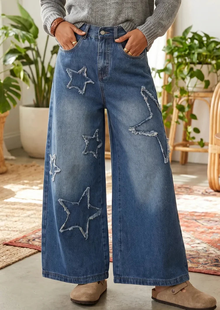 PREORDER: Vintage Star Patch Wide Leg Jeans (ETA: Late August / Early September)