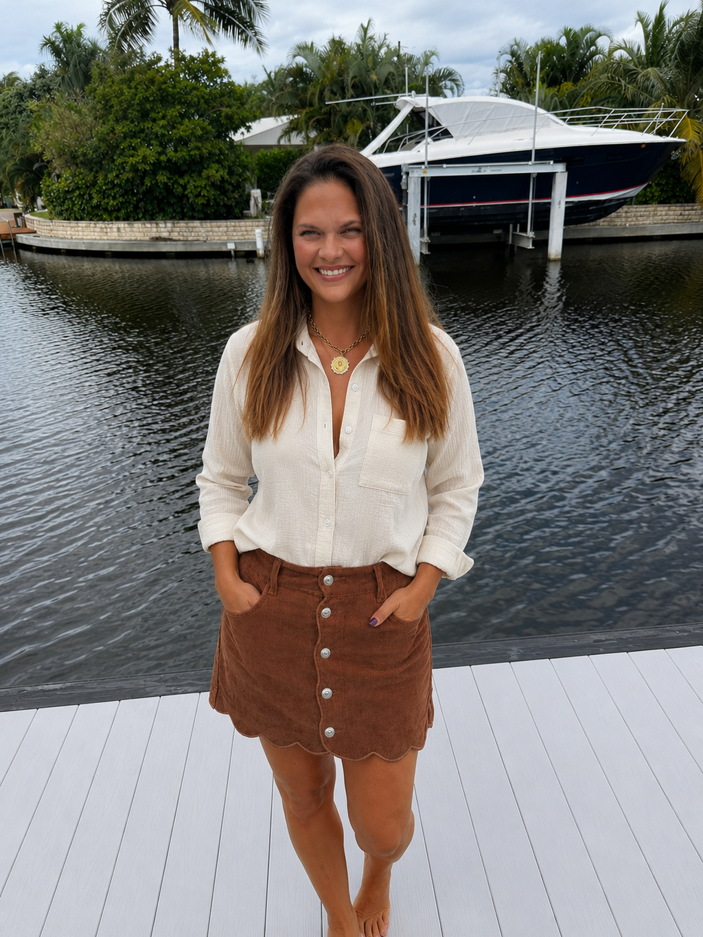PREORDER: Scalloped Charm Corduroy Mini Skirt (ETA: Late August / Early September)