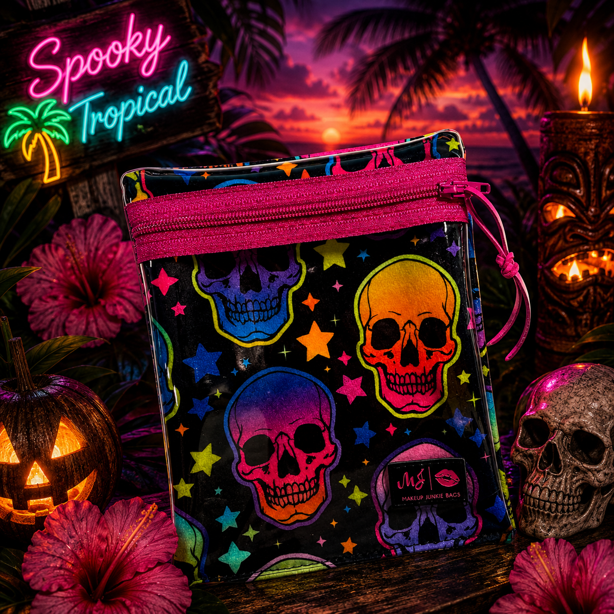 PREORDER: Neon Nightmare Clear Pouch by Makup Junkie Bags (ETA: September)