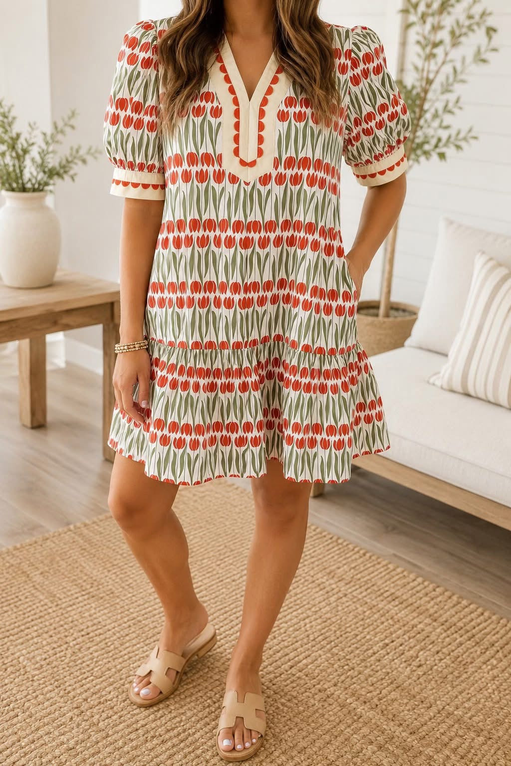 PREORDER: Tulip Lane Puff Sleeve Dress (ETA: September)
