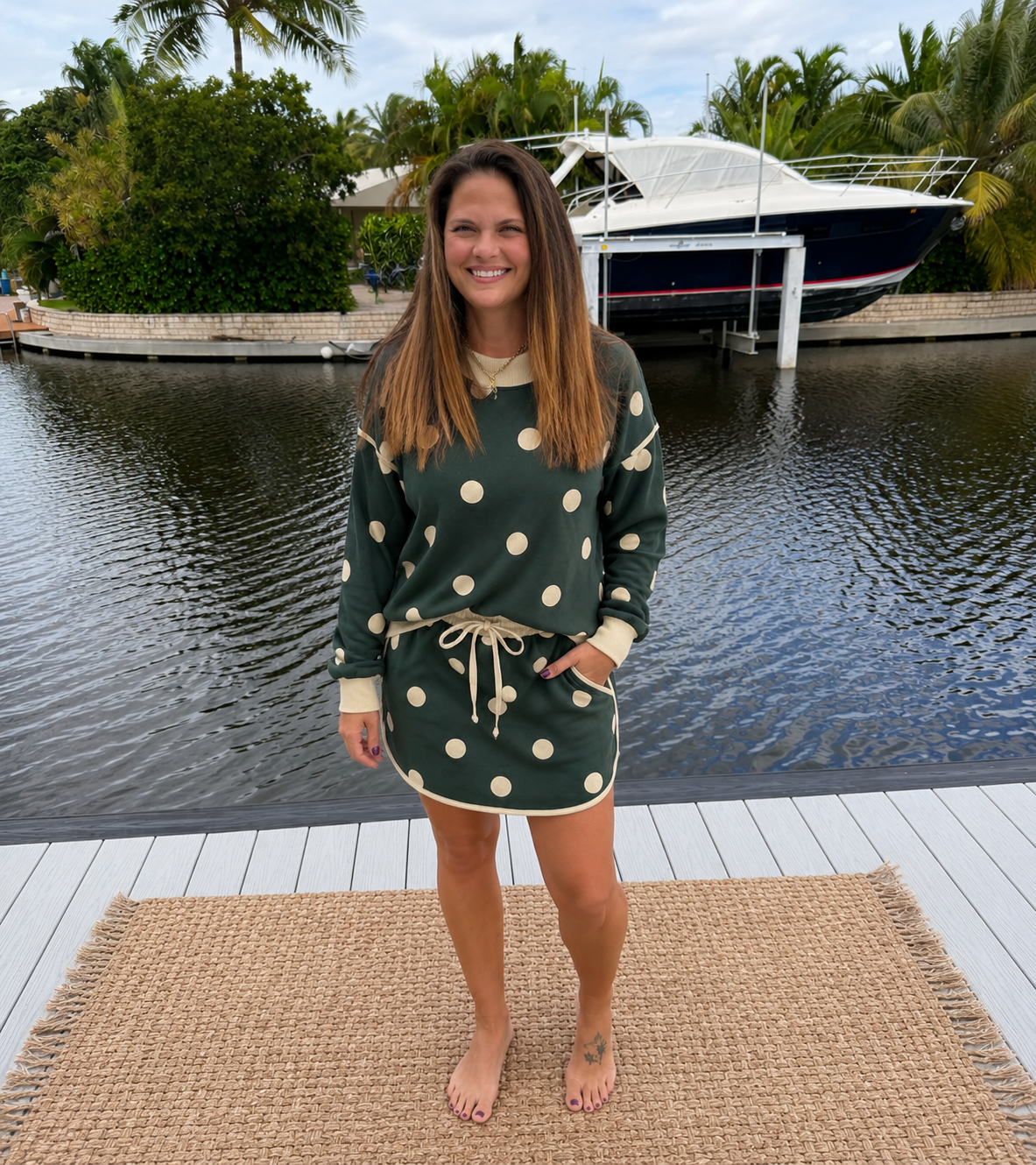 PREORDER: Evergreen Dots Skort Set  (ETA: September)