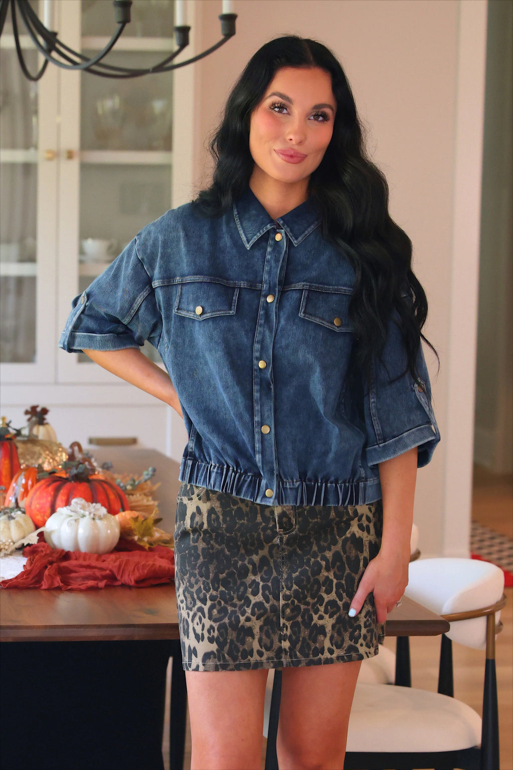 PREORDER: Nova Denim Skirt / Dark Leopard by Jess Lea  (ETA: September)