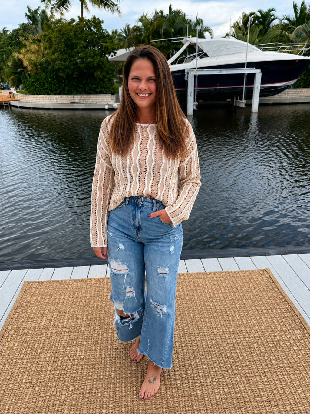 PREORDER: Coastal Crochet Cotton Sweater (ETA: September)