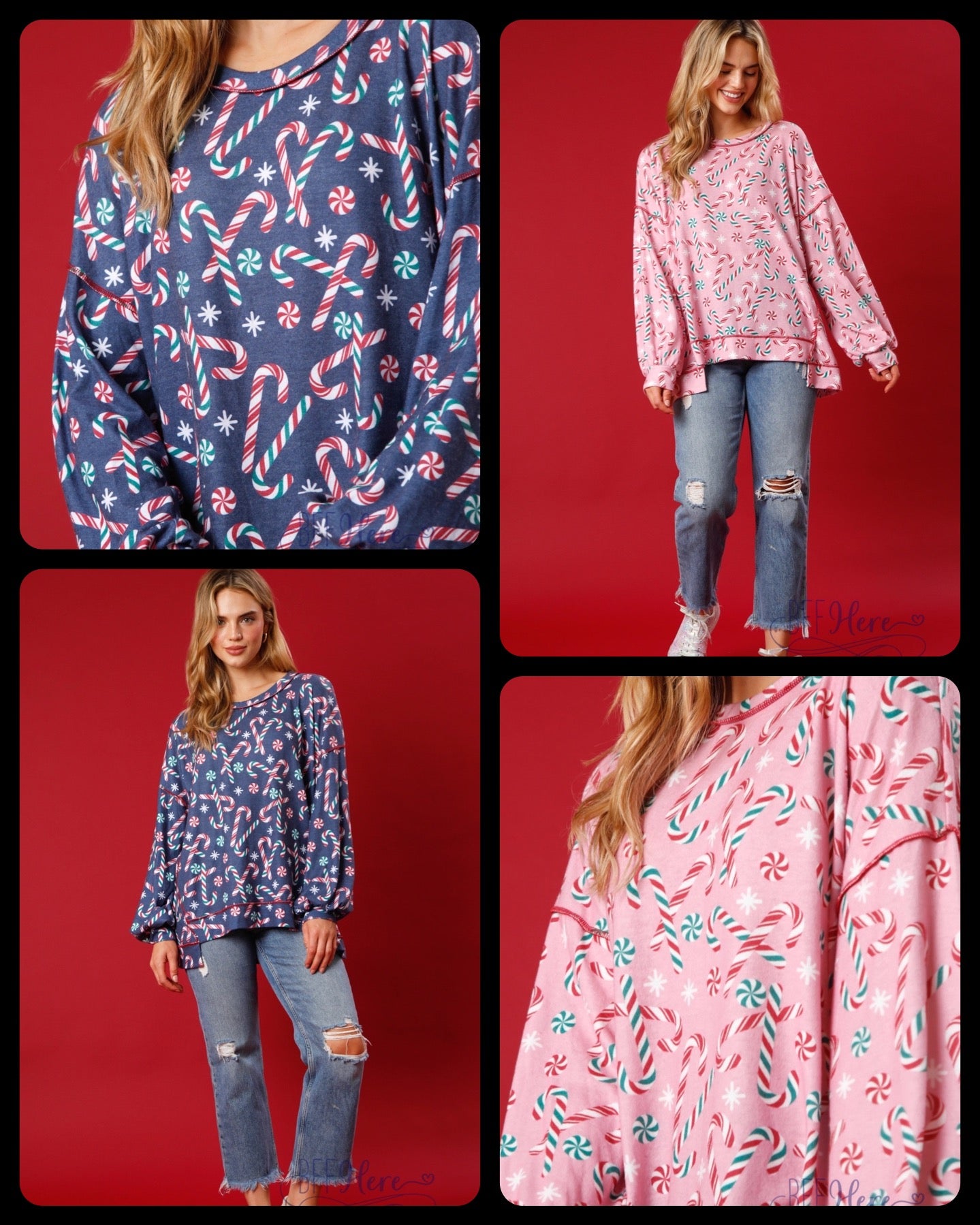 PREORDER: Sweeter Than Sugar: Candy Cane Print Pullover / Choice of Color (Ships Middle of October) - BFF Here