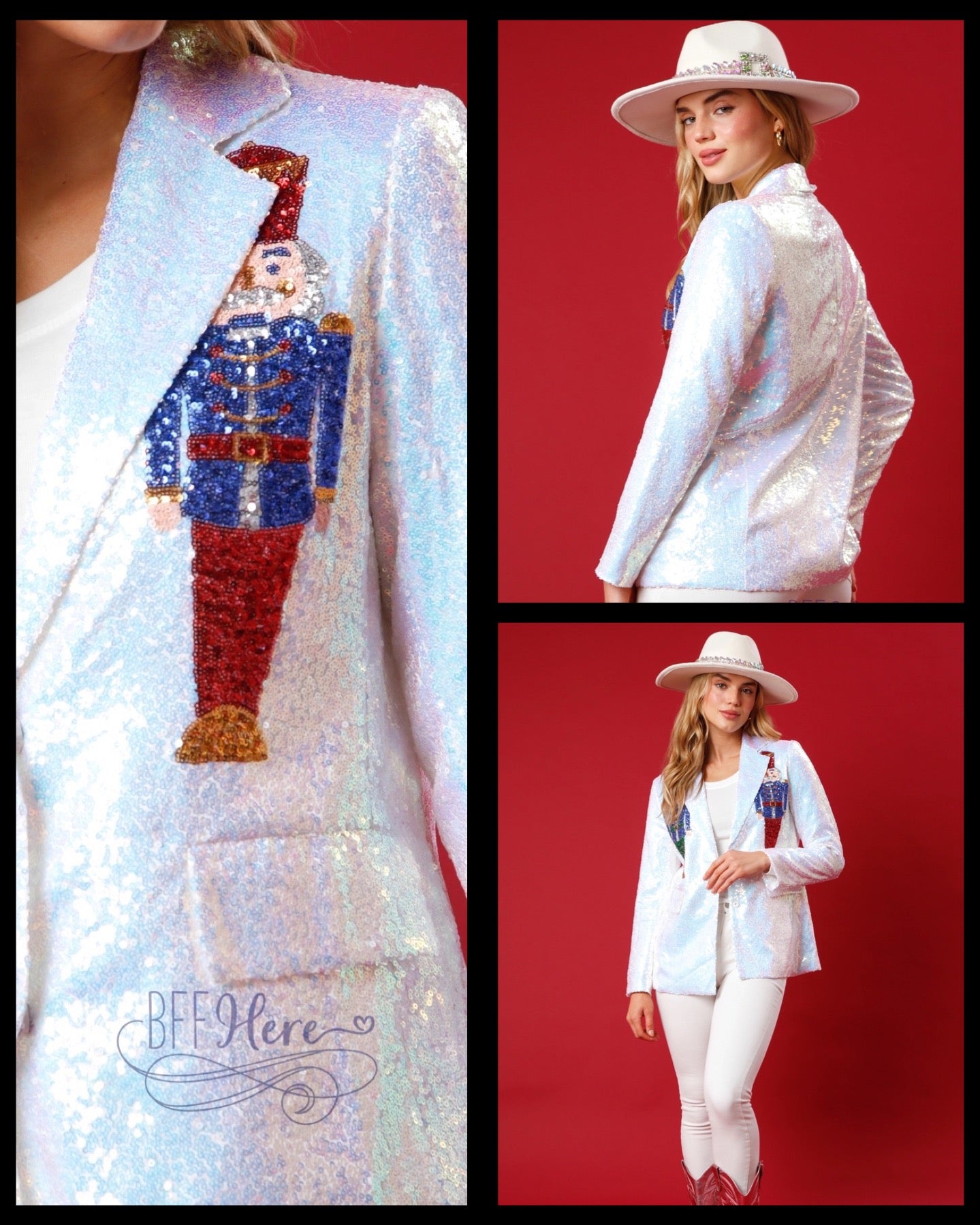 PREORDER: Sequin Nutcracker Blazer: Sparkle Your Way Through the Holiday Season (Ships Middle of November ) - BFF Here