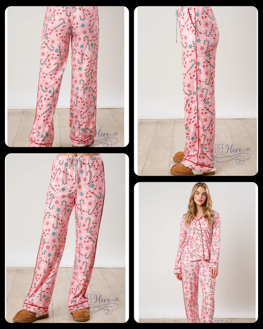 Candy Cane Print PJ Pants: Sweet Dreams of the Holidays - BFF Here