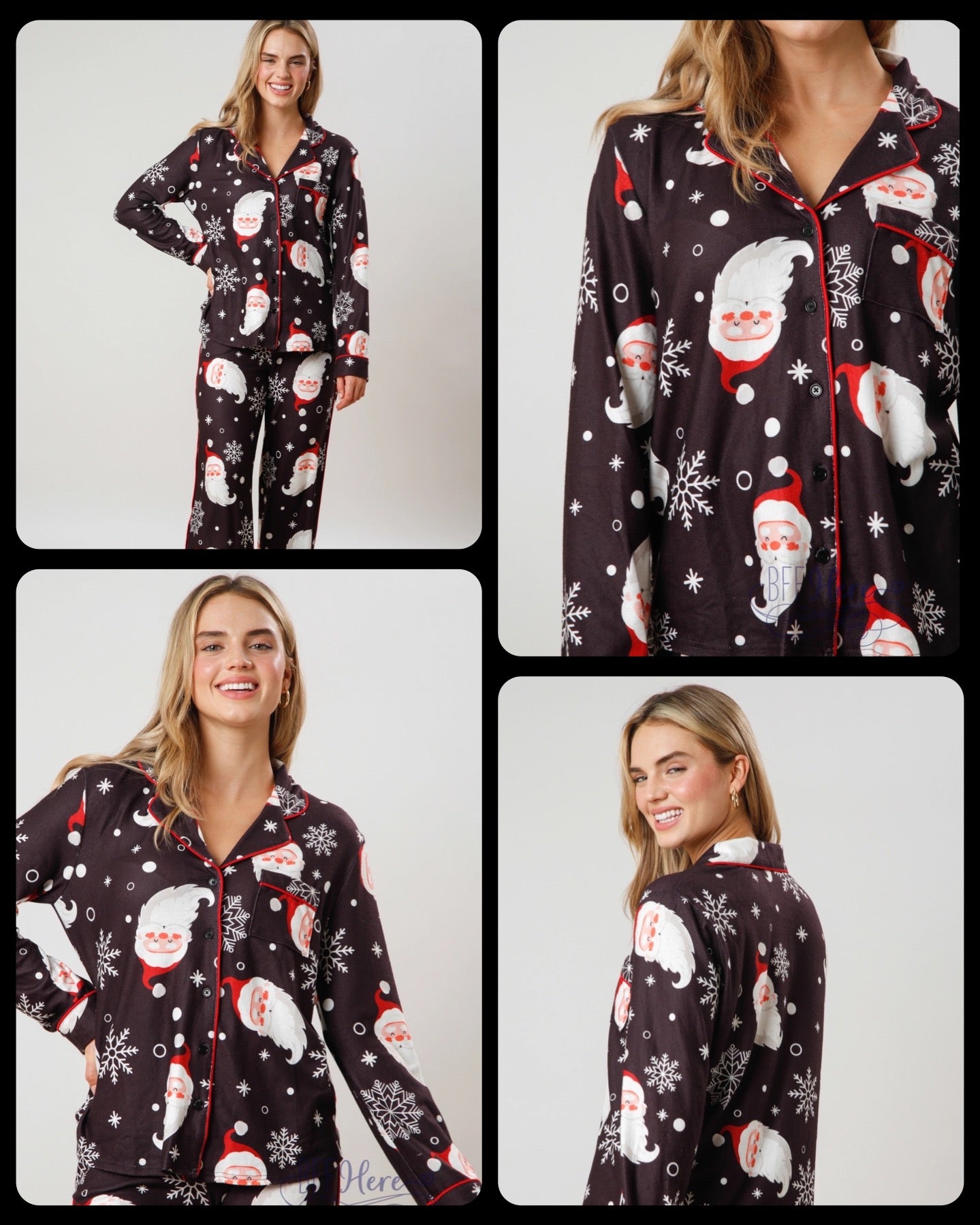 Santa Print PJ Shirt: Dreaming of a Jolly Night - BFF Here