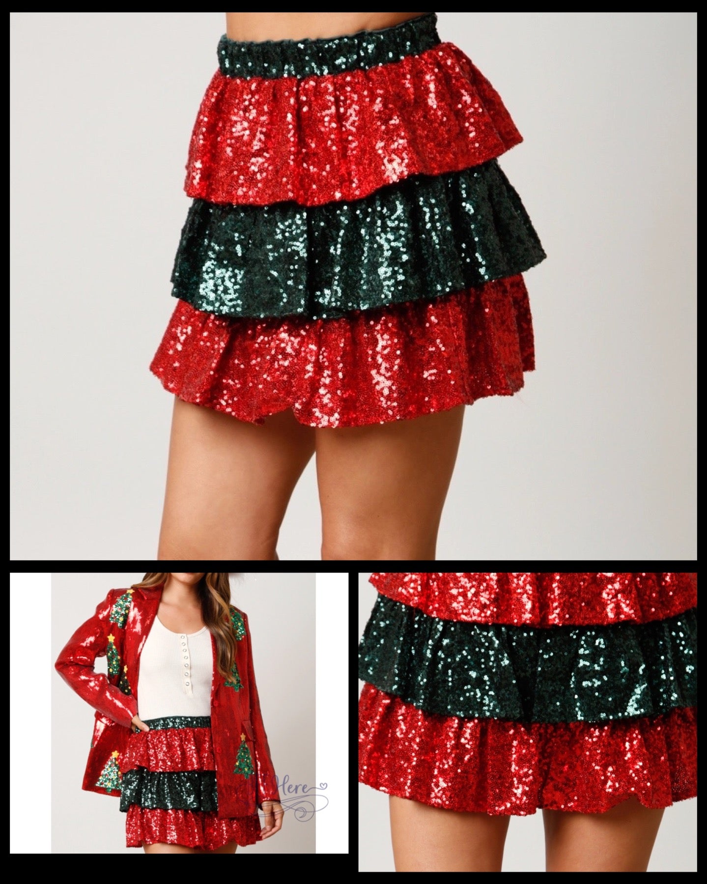 Color Block Sequin Tiered Skirt: Radiant Layers of Glam - BFF Here