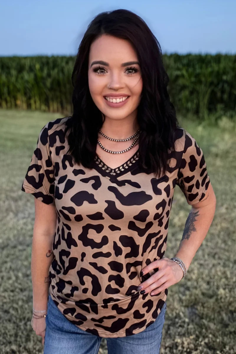 Buckstitch Leopard Top by Sterling Kreek (Ships in 1-2 Weeks)