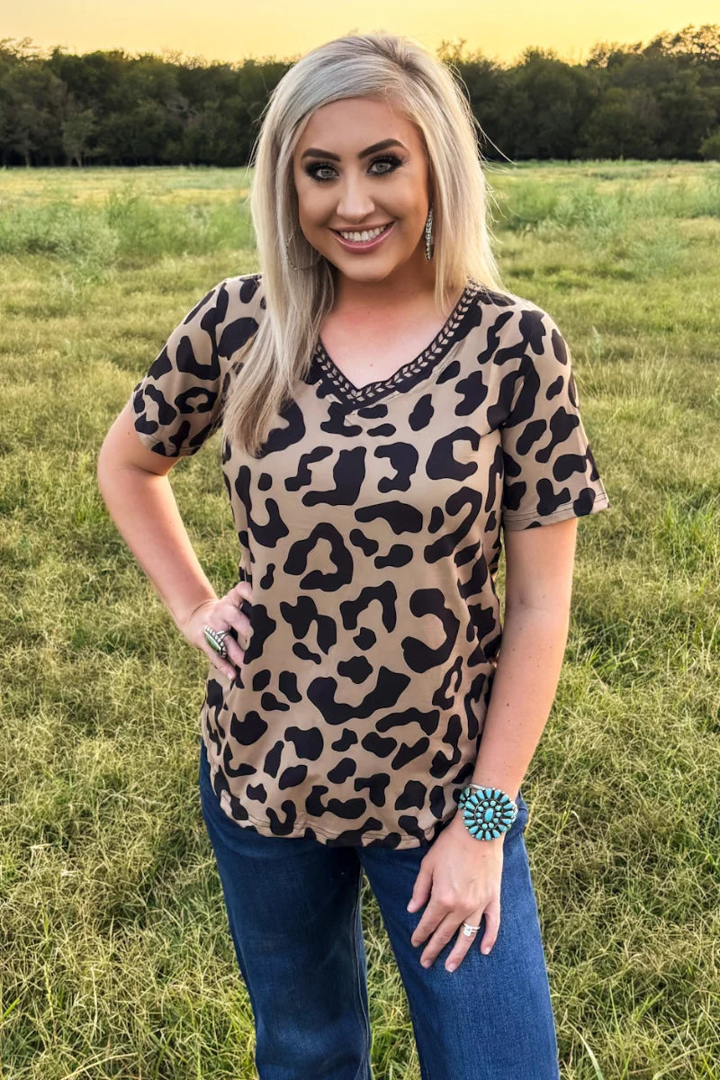 Buckstitch Leopard Top by Sterling Kreek (Ships in 1-2 Weeks)