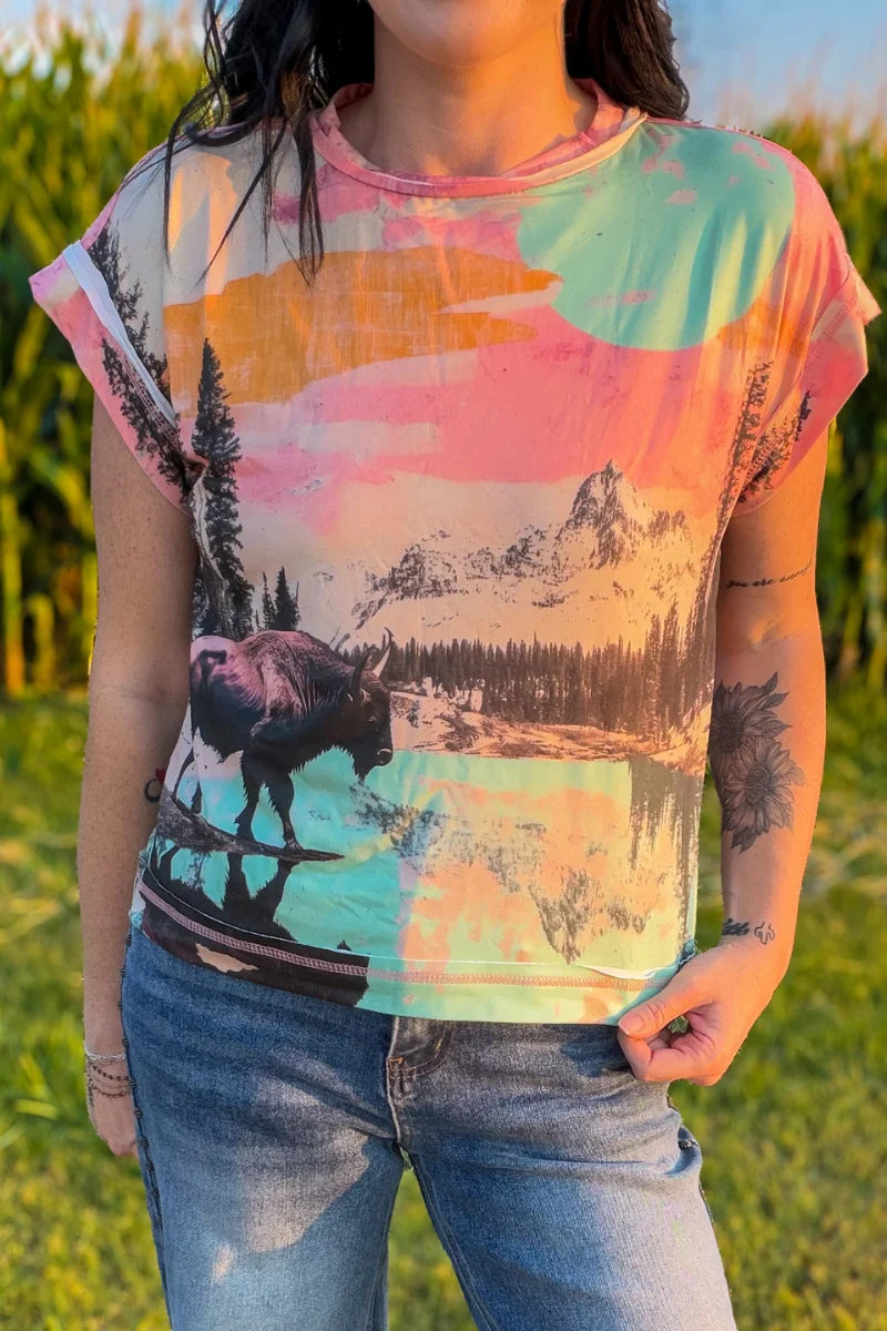 Where The Buffalo Roams Top by Sterling Kreek (Ships in 1-2 Weeks)