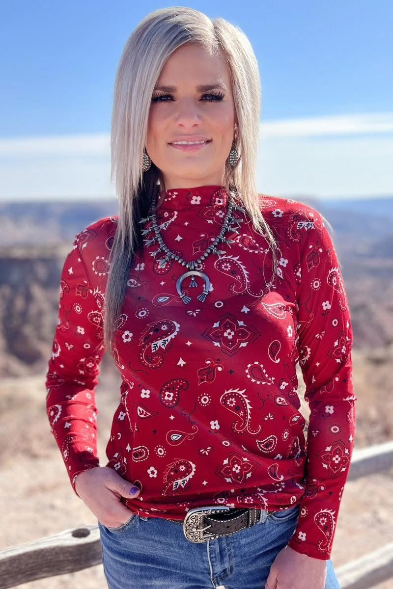 Bandana Babe Mesh Top / Red by Sterling Kreek - BFF Here