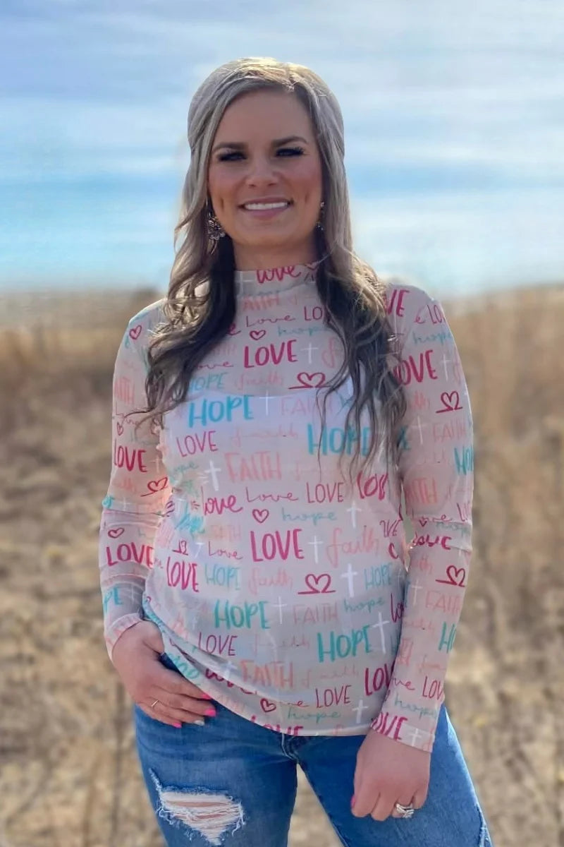 Faith Hope Love Mesh Top by Sterling Kreek - BFF Here