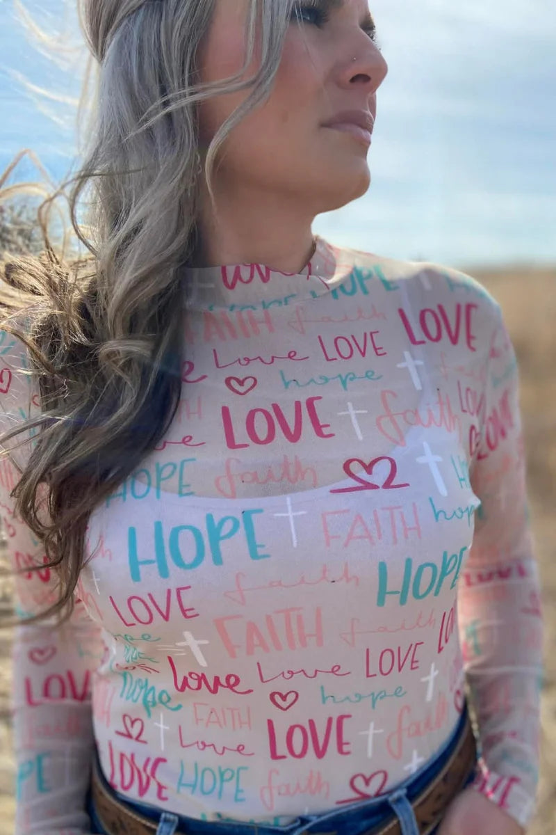 Faith Hope Love Mesh Top by Sterling Kreek - BFF Here
