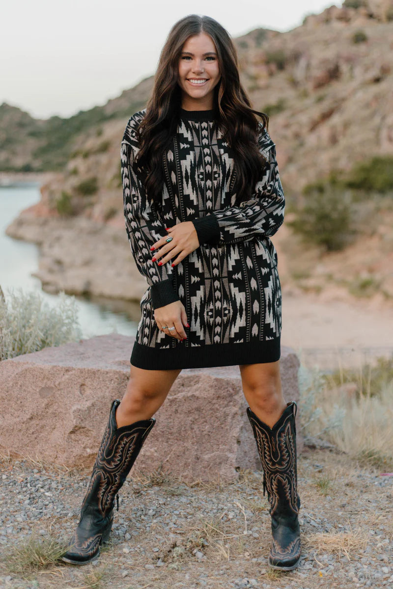 Montana Aztec Sweater Dress by Sterling Kreek - BFF Here