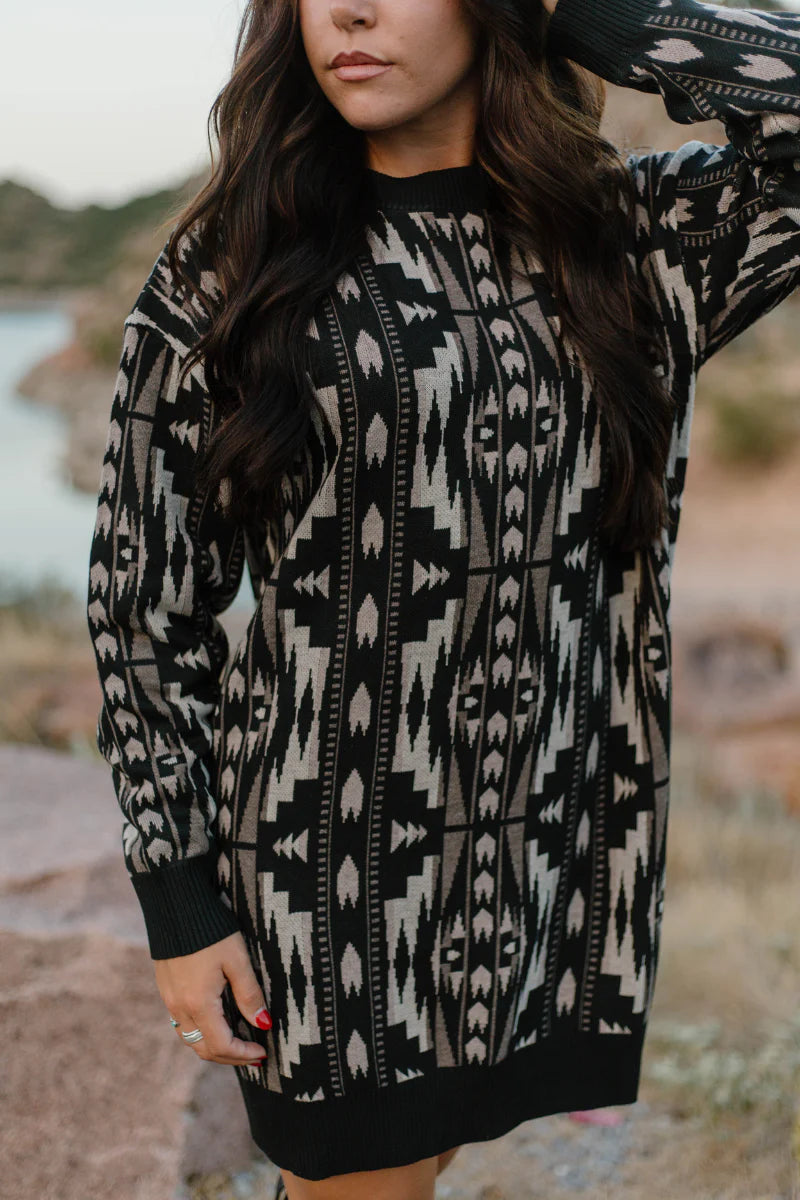 Montana Aztec Sweater Dress by Sterling Kreek - BFF Here