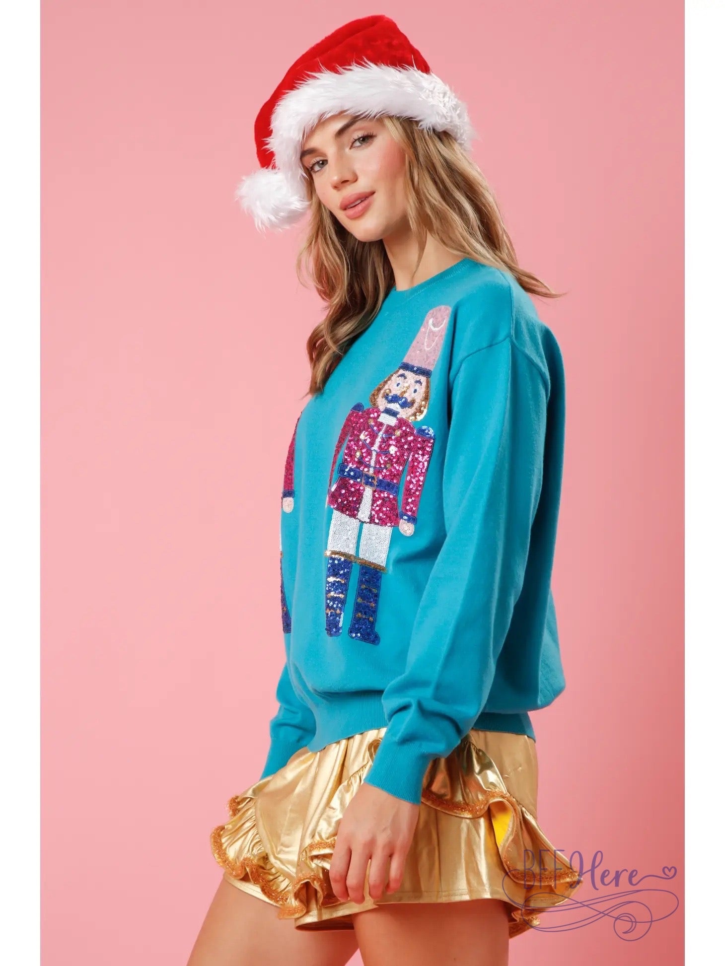 Sparkling Sequin Nutcracker Embroidered Sweater: A Classic Twist on Holiday Warmth - BFF Here