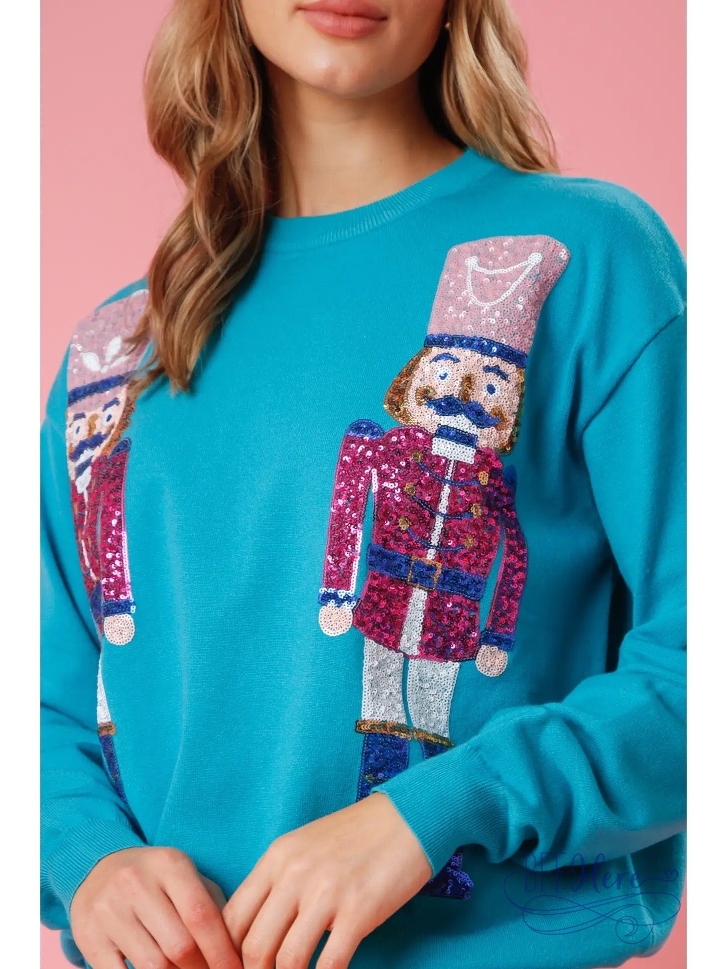 Sparkling Sequin Nutcracker Embroidered Sweater: A Classic Twist on Holiday Warmth - BFF Here