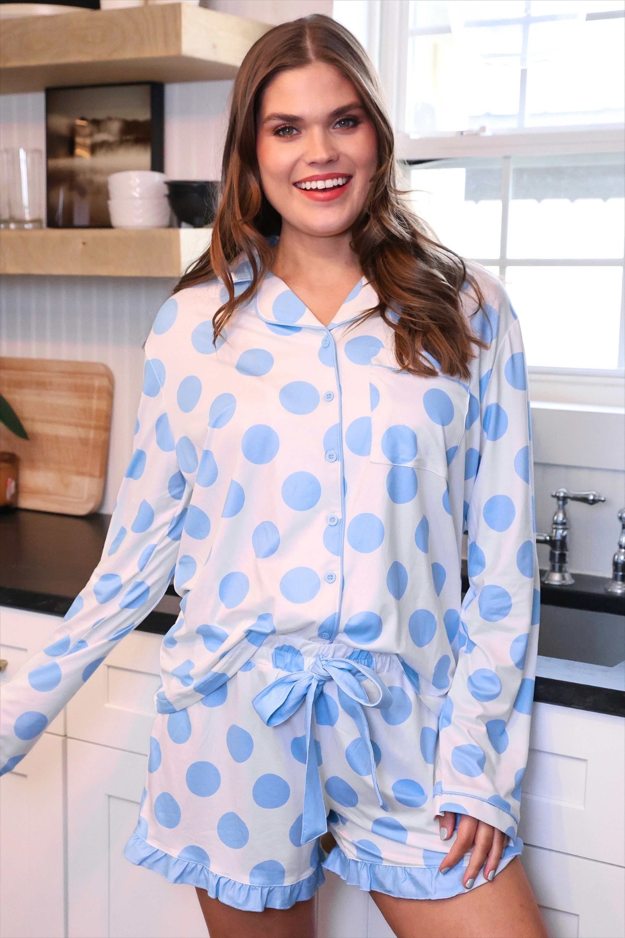 PREORDER: Light Blue Dotty Darling Ruffle Pajama Set by Jess Lea (ETA March) - BFF Here