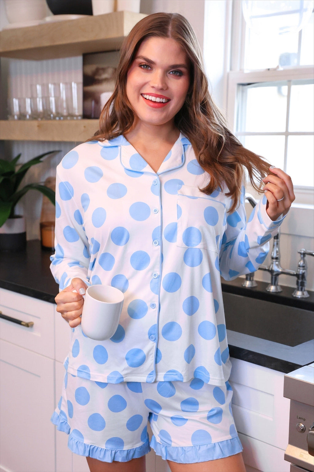 PREORDER: Light Blue Dotty Darling Ruffle Pajama Set by Jess Lea (ETA March) - BFF Here