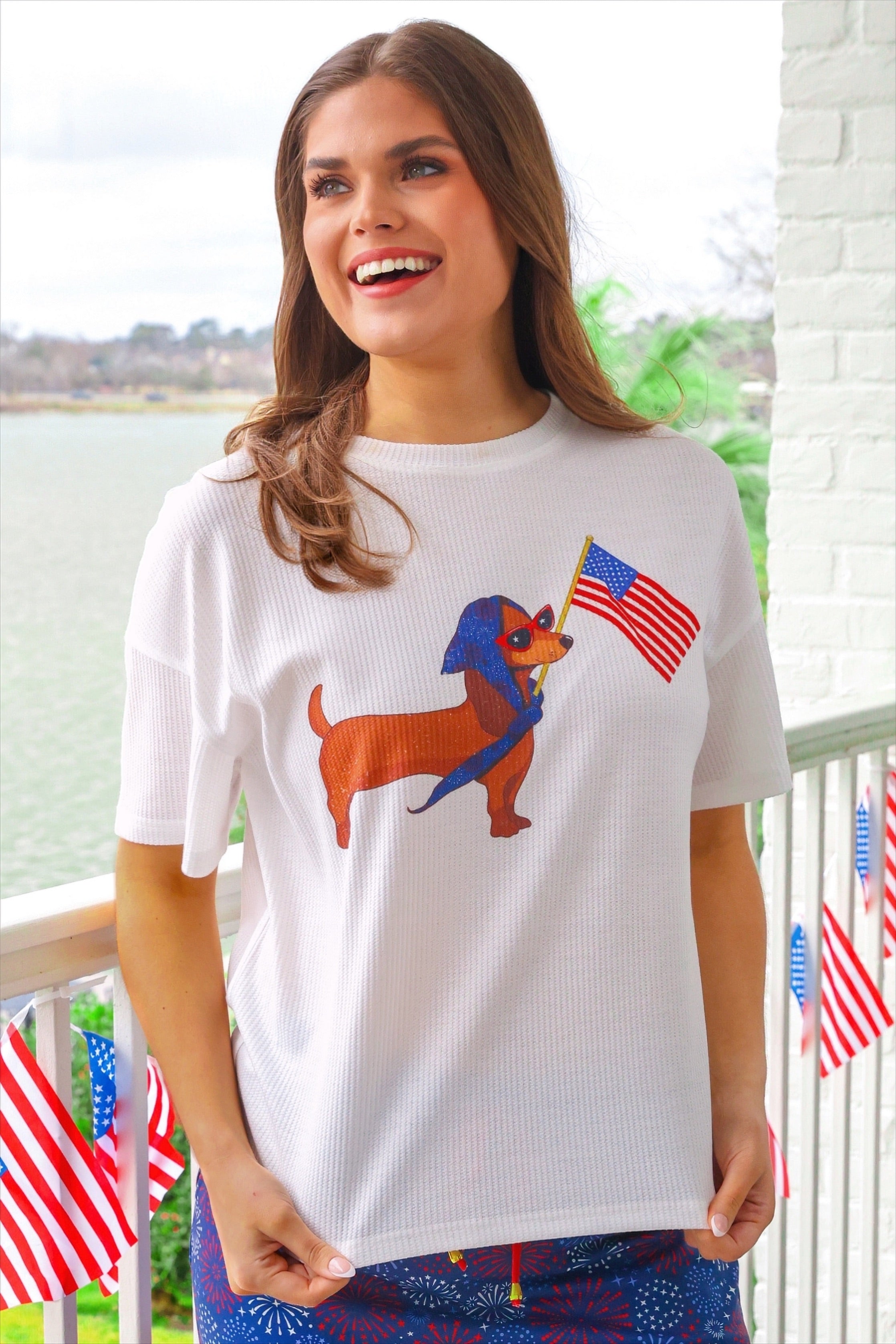 PREORDER- Patriotic Pup Waffle Tee - BFF Here