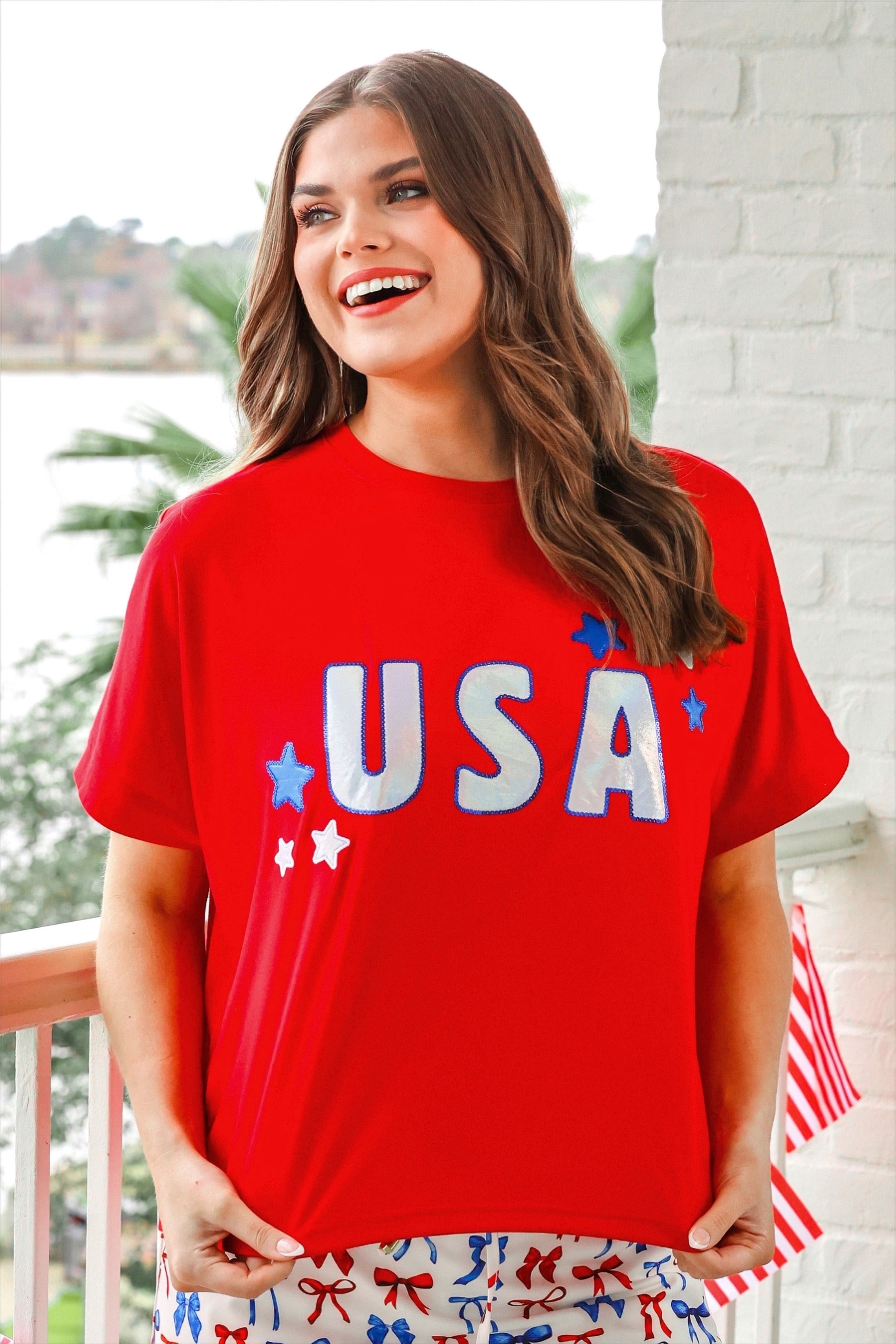 PREORDER- USA Foil Luxe Top - BFF Here