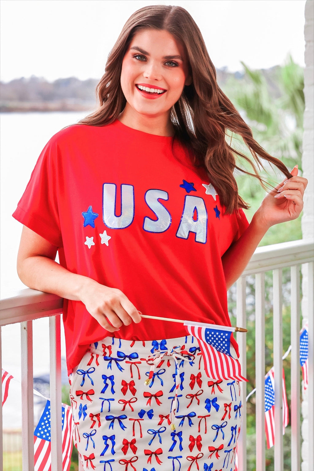 PREORDER- USA Foil Luxe Top - BFF Here