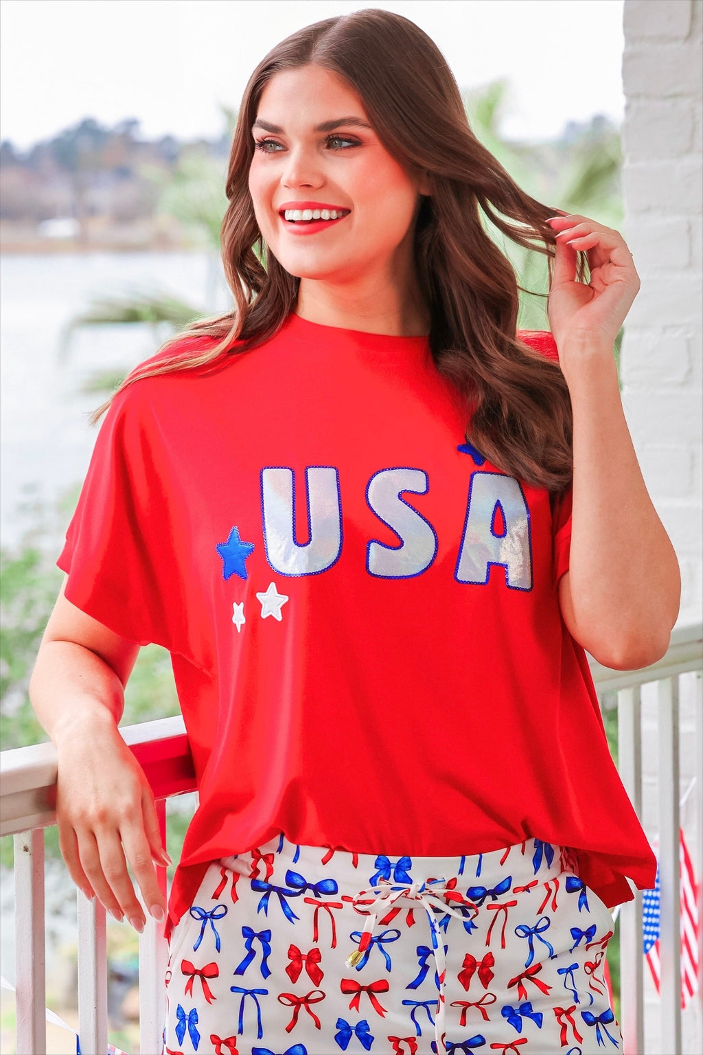 PREORDER- USA Foil Luxe Top - BFF Here