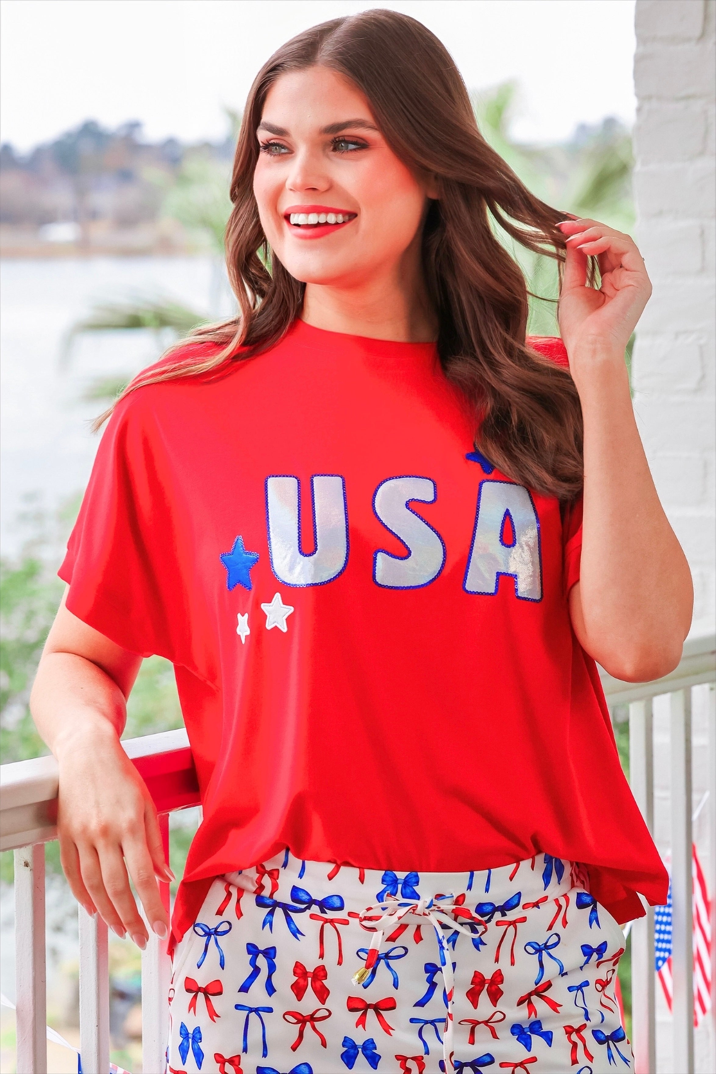 PREORDER- USA Foil Luxe Top - BFF Here