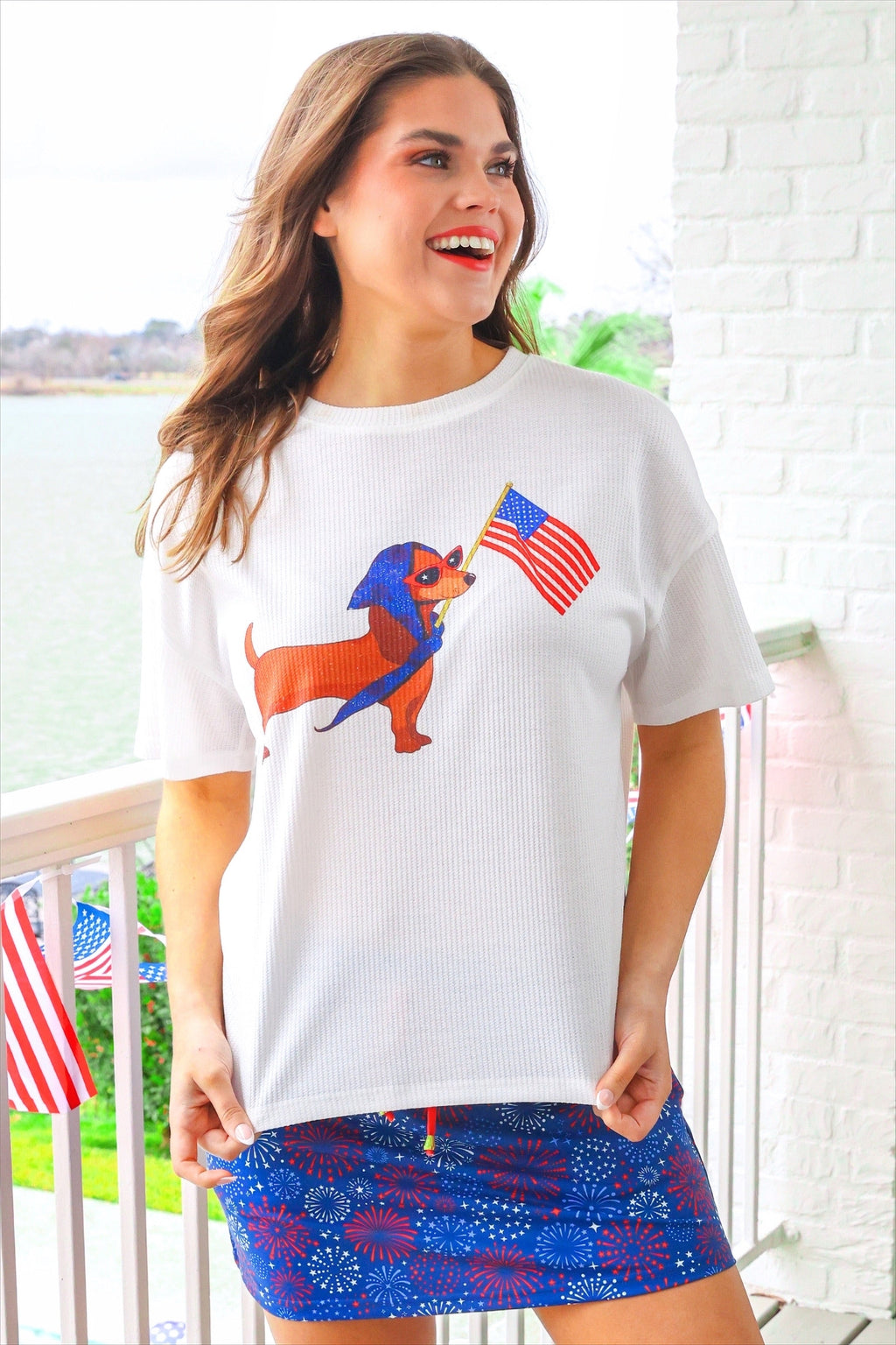 PREORDER- Patriotic Pup Waffle Tee - BFF Here