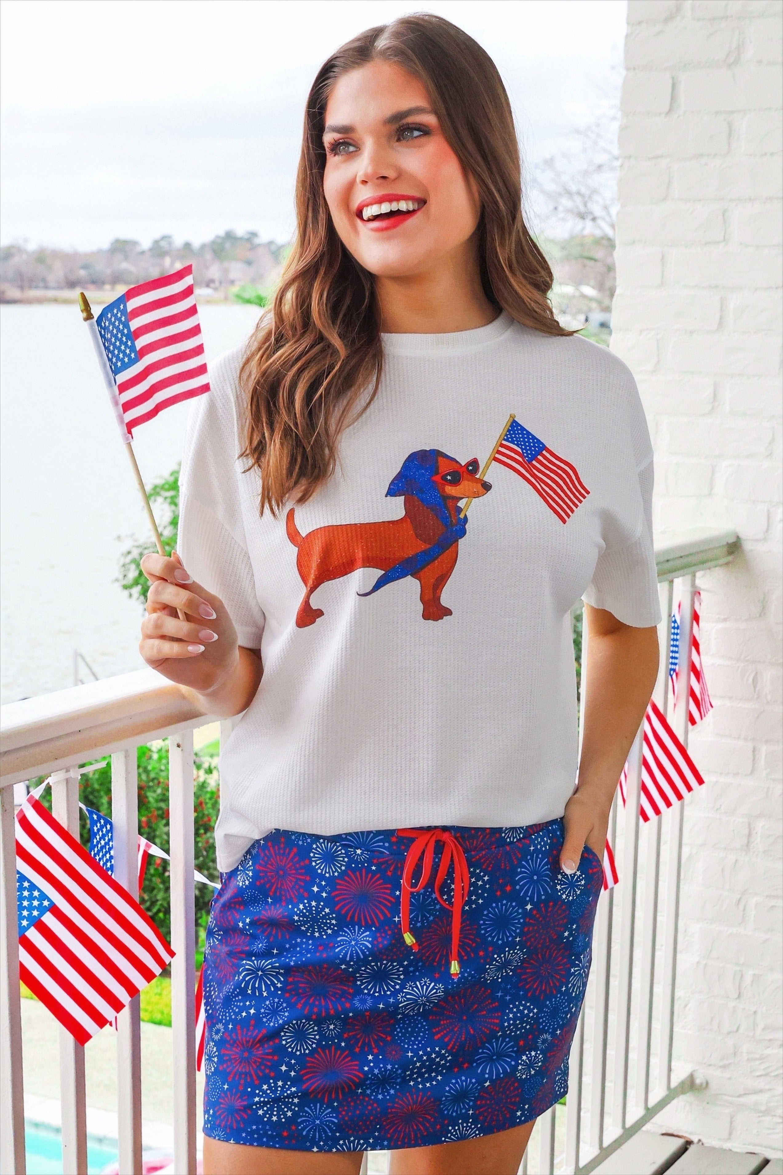 PREORDER- Patriotic Pup Waffle Tee - BFF Here