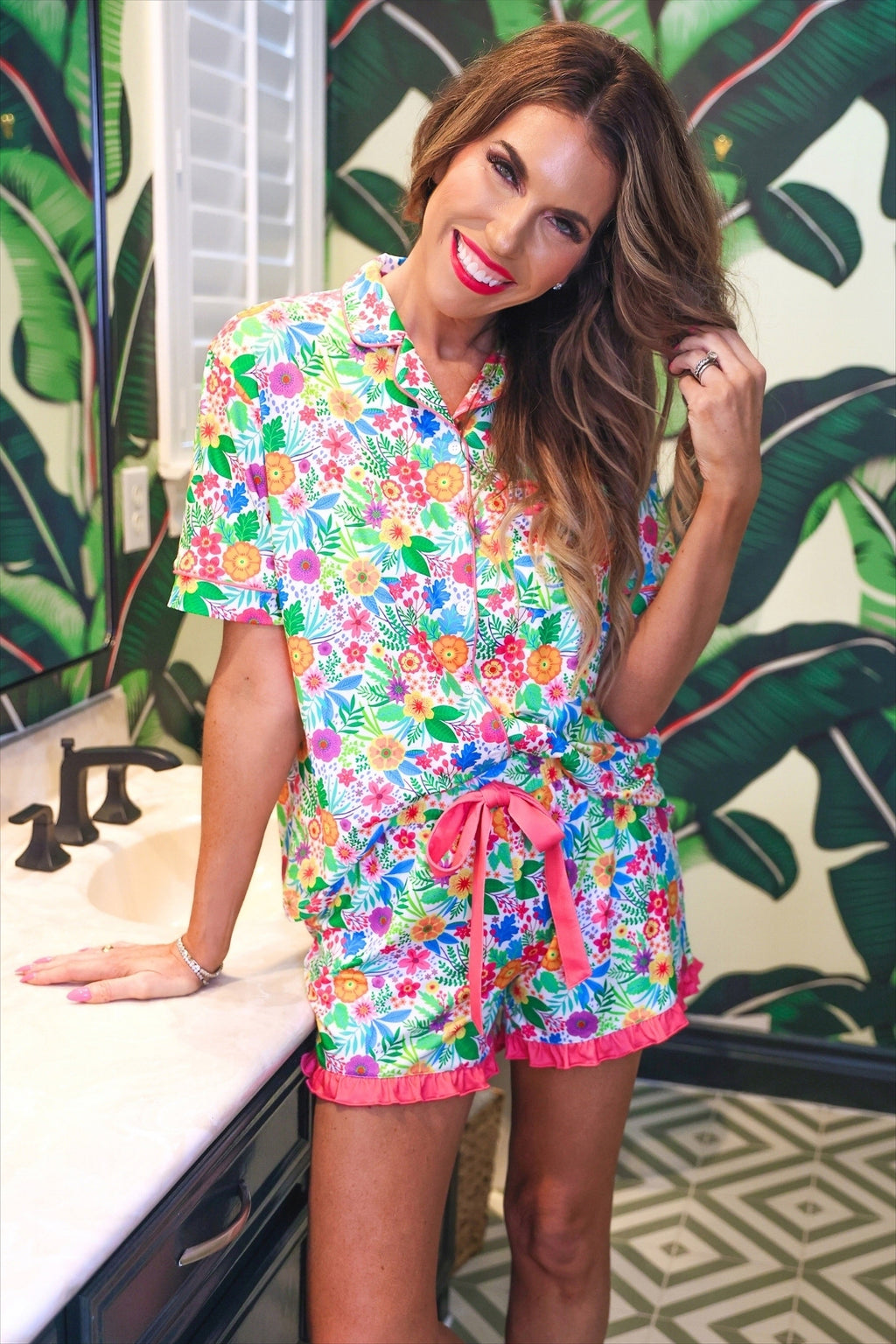 PREORDER: Paradise Blooms Ruffle Pajama Set by Jess Lea (ETA: May) - BFF Here