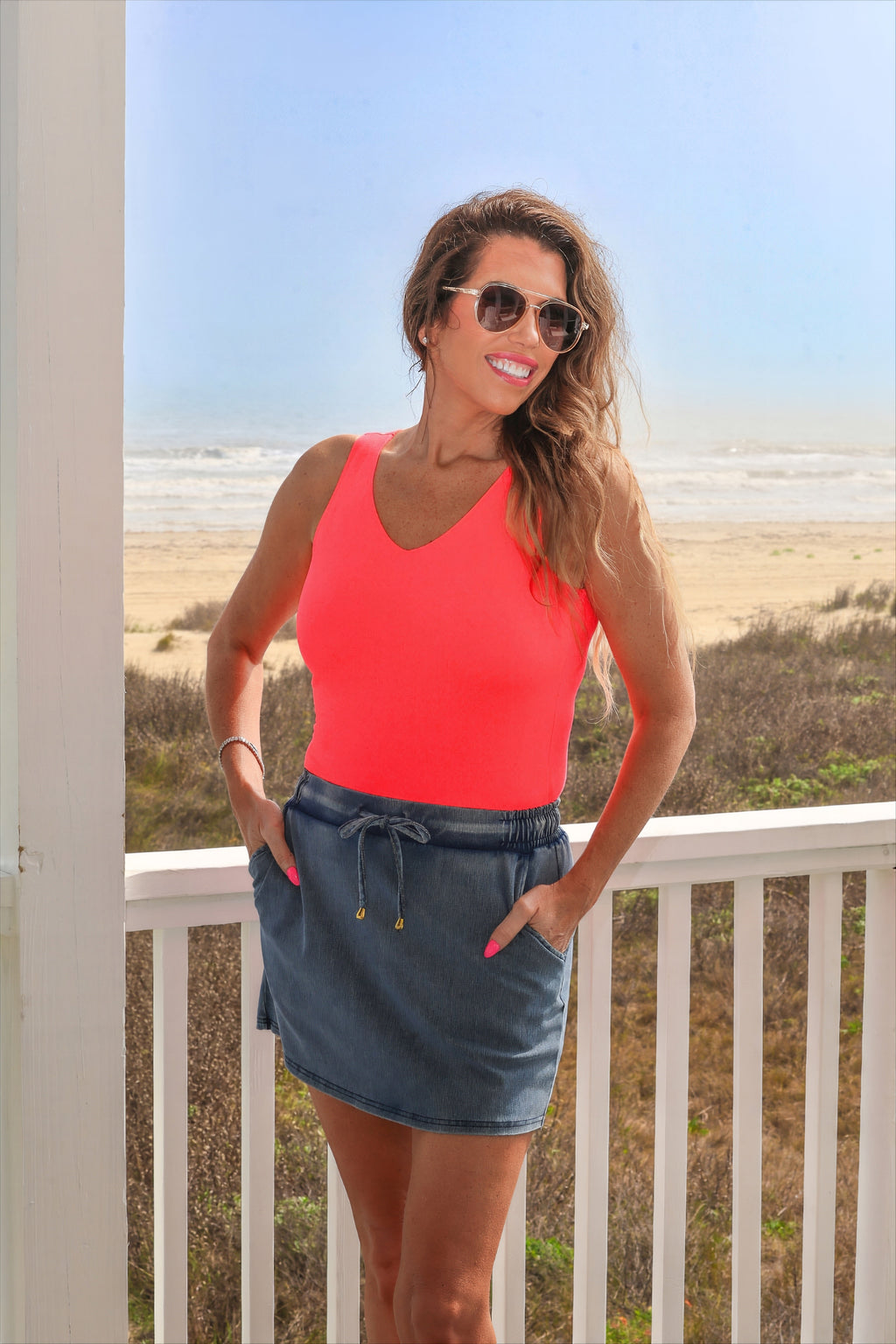 Haven V-Neck Bodysuit / Coral by Jess Lea - BFF Here