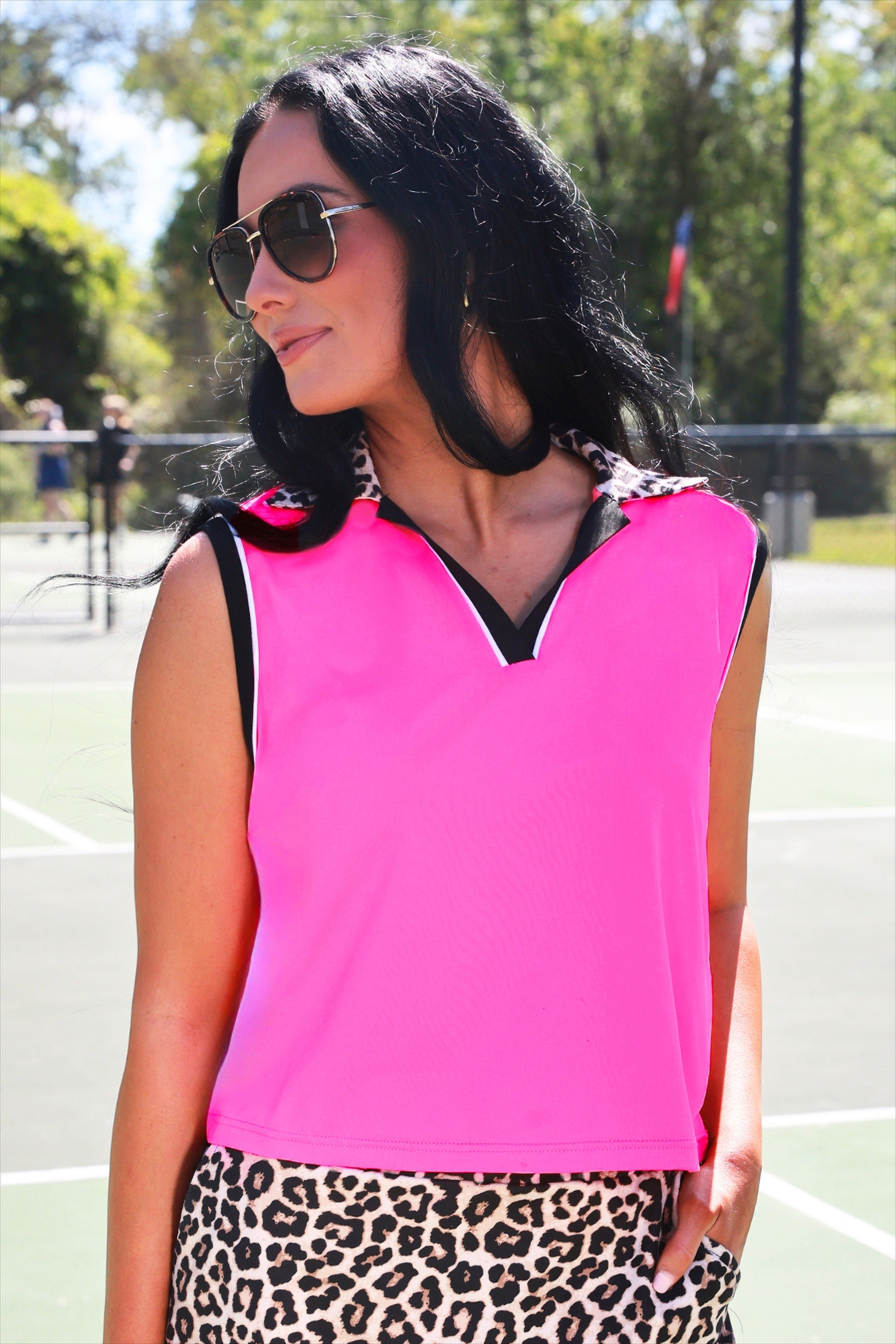 PREORDER- Everyday Polo Tank- Neon Pink Safari Chic by Jess Lea - BFF Here