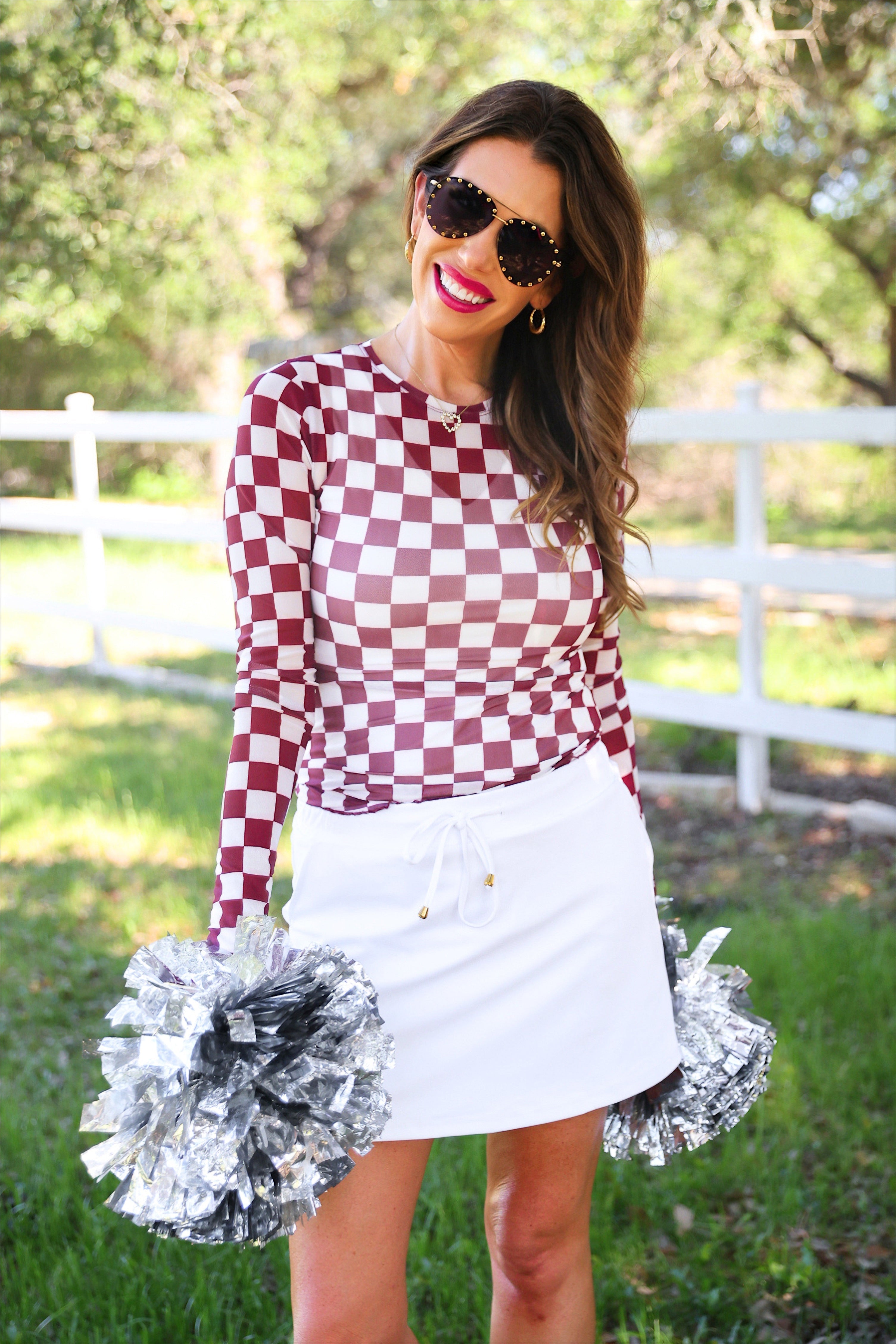 PREORDER: Alyssa Mesh Top / Maroon Checkered by Jess Lea (ETA: July)