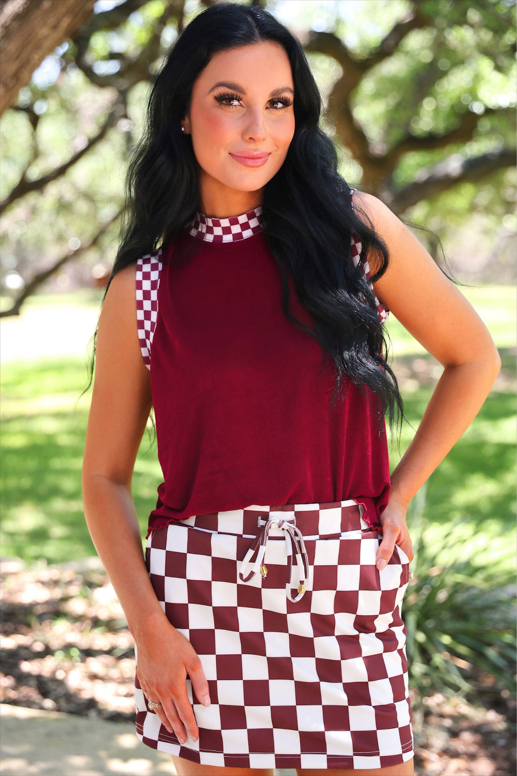 PREORDER: Checkmate Ribbed Tank / Maroon by Jess Lea (ETA: July)
