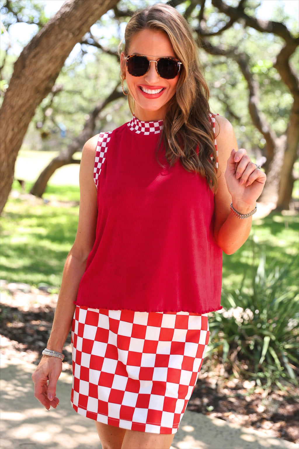 PREORDER: Checkmate Ribbed Tank / Red by Jess Lea (ETA: July)