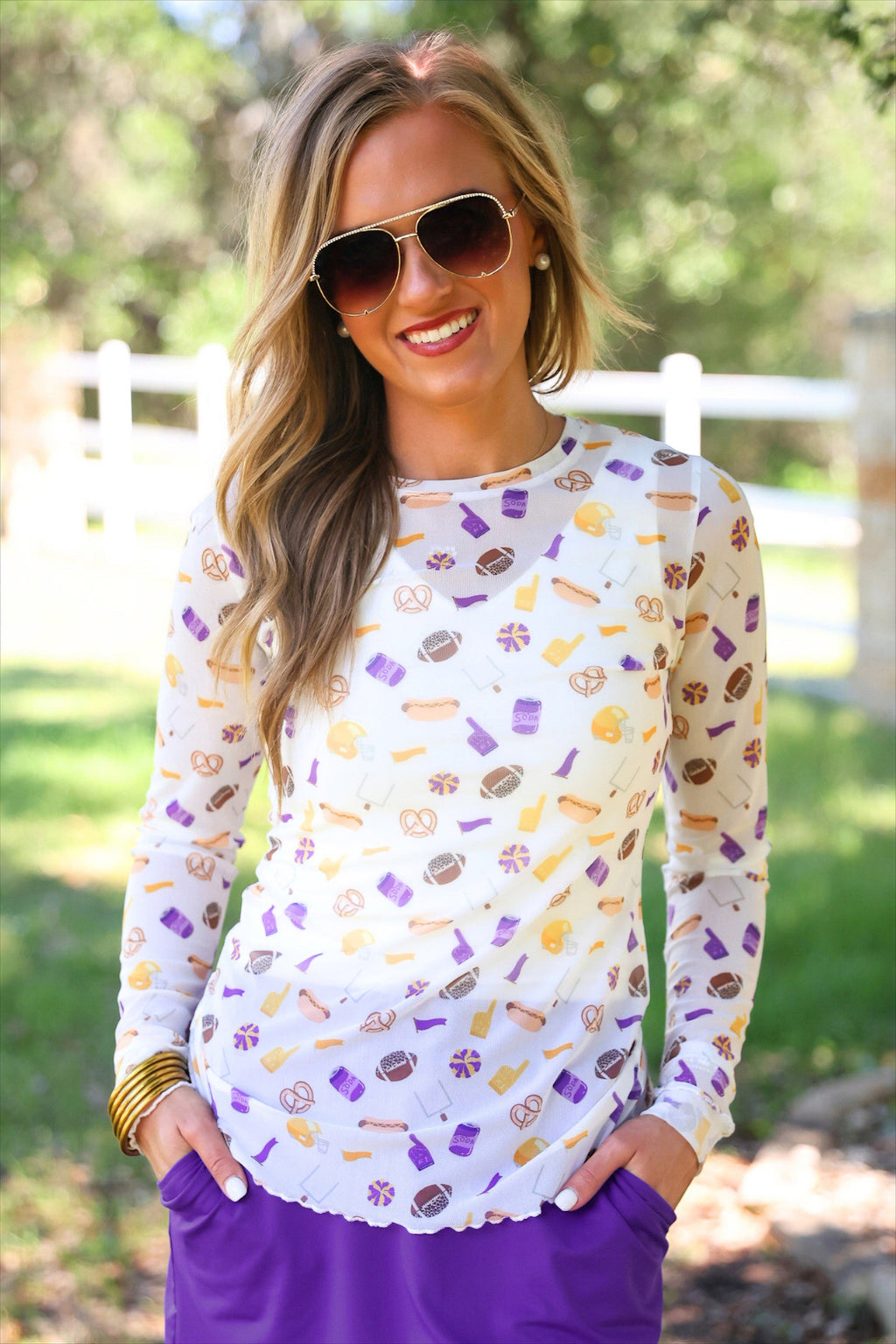 PREORDER: Alyssa Mesh Top / Purple Tailgate by Jess Lea (ETA: July)