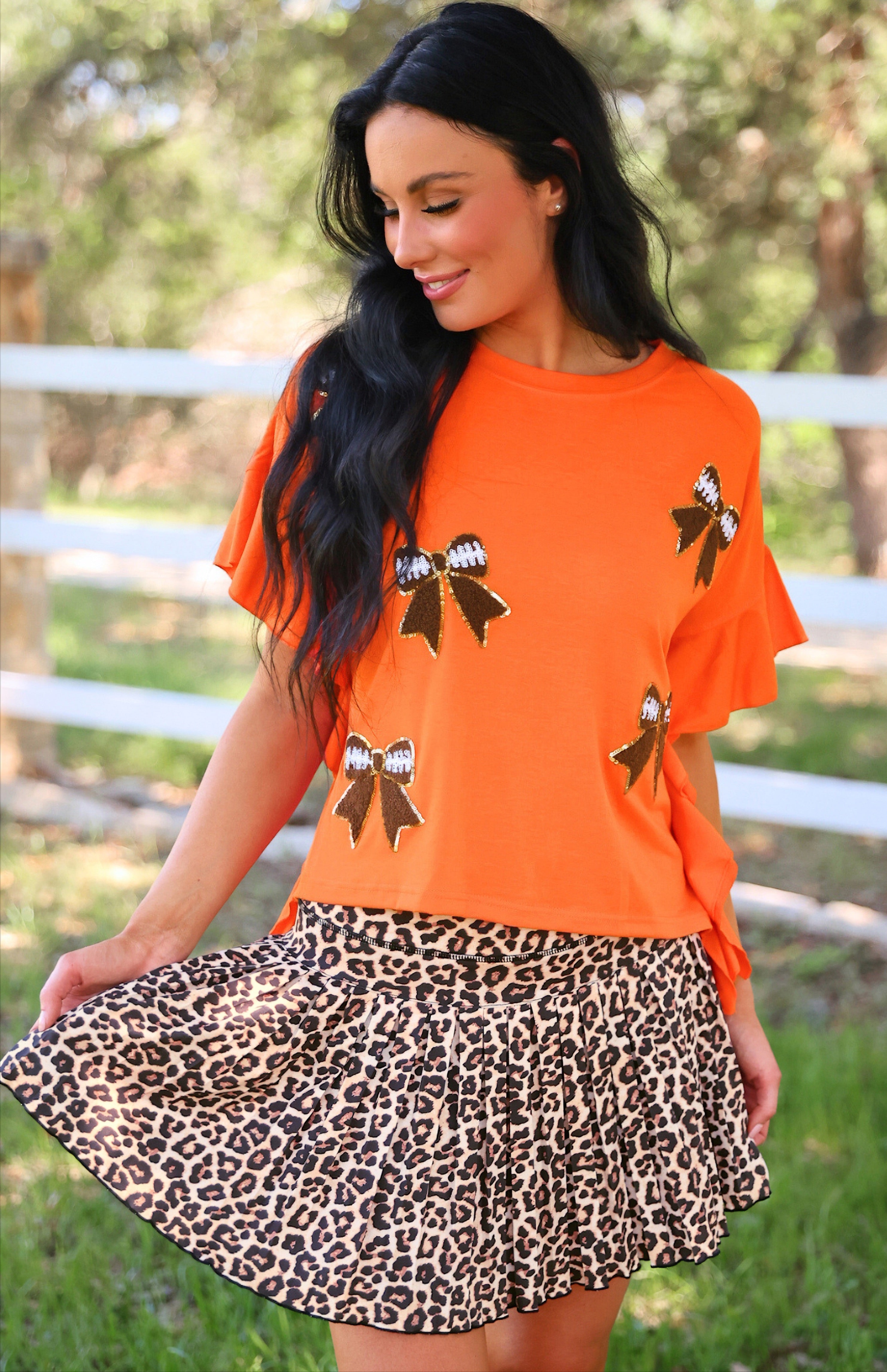 PREORDER: Sideline Sparkle Ruffle Top / Orange by Jess Lea (ETA: July)