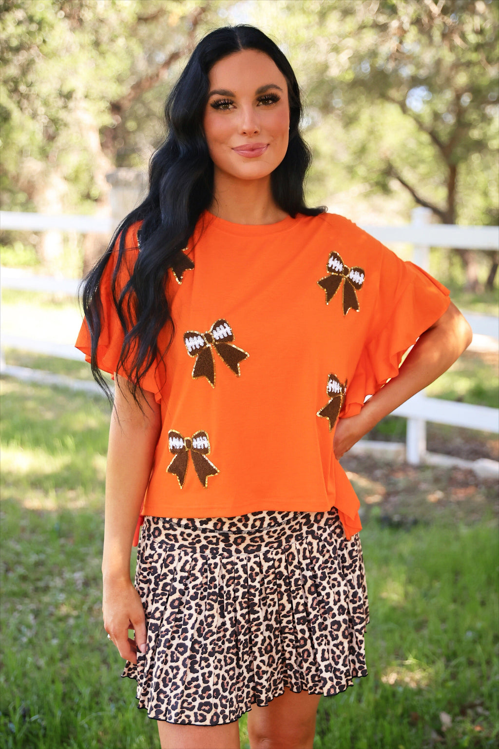 PREORDER: Sideline Sparkle Ruffle Top / Orange by Jess Lea (ETA: July)