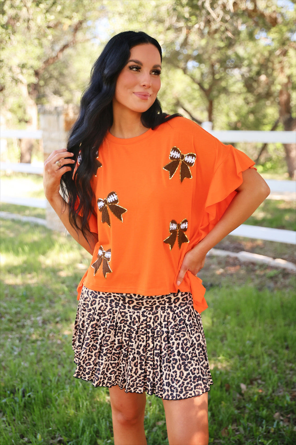 PREORDER: Sideline Sparkle Ruffle Top / Orange by Jess Lea (ETA: July)