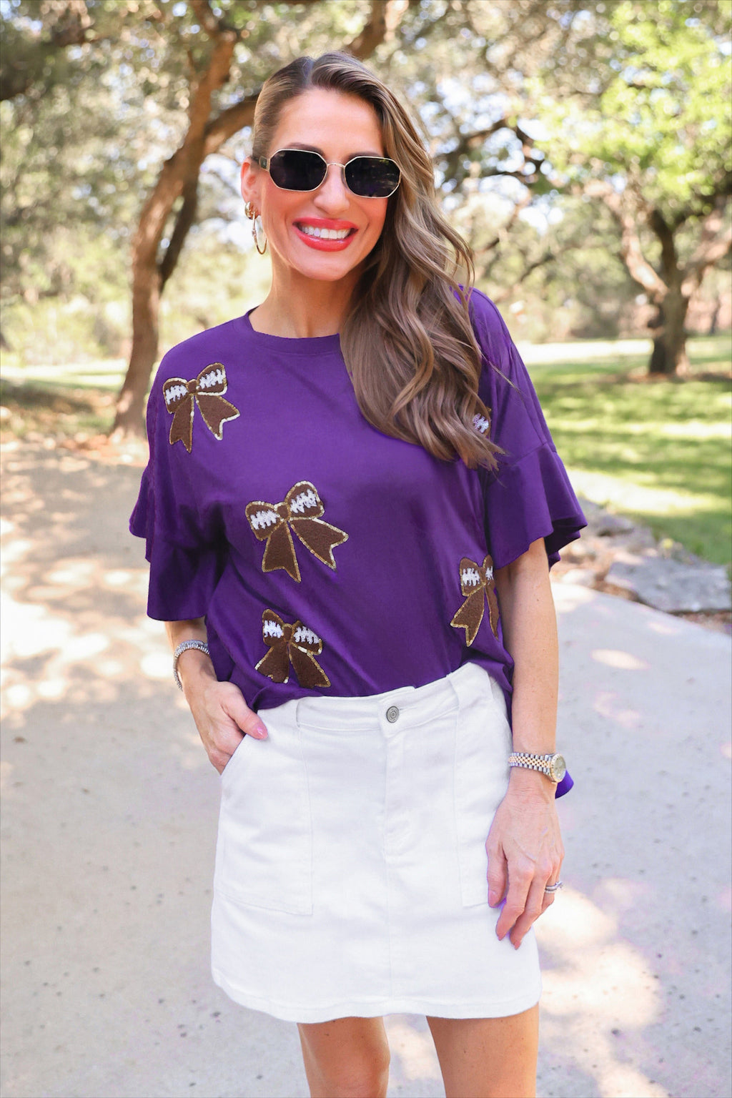 PREORDER: Sideline Sparkle Ruffle Top / Purple by Jess Lea (ETA: July)