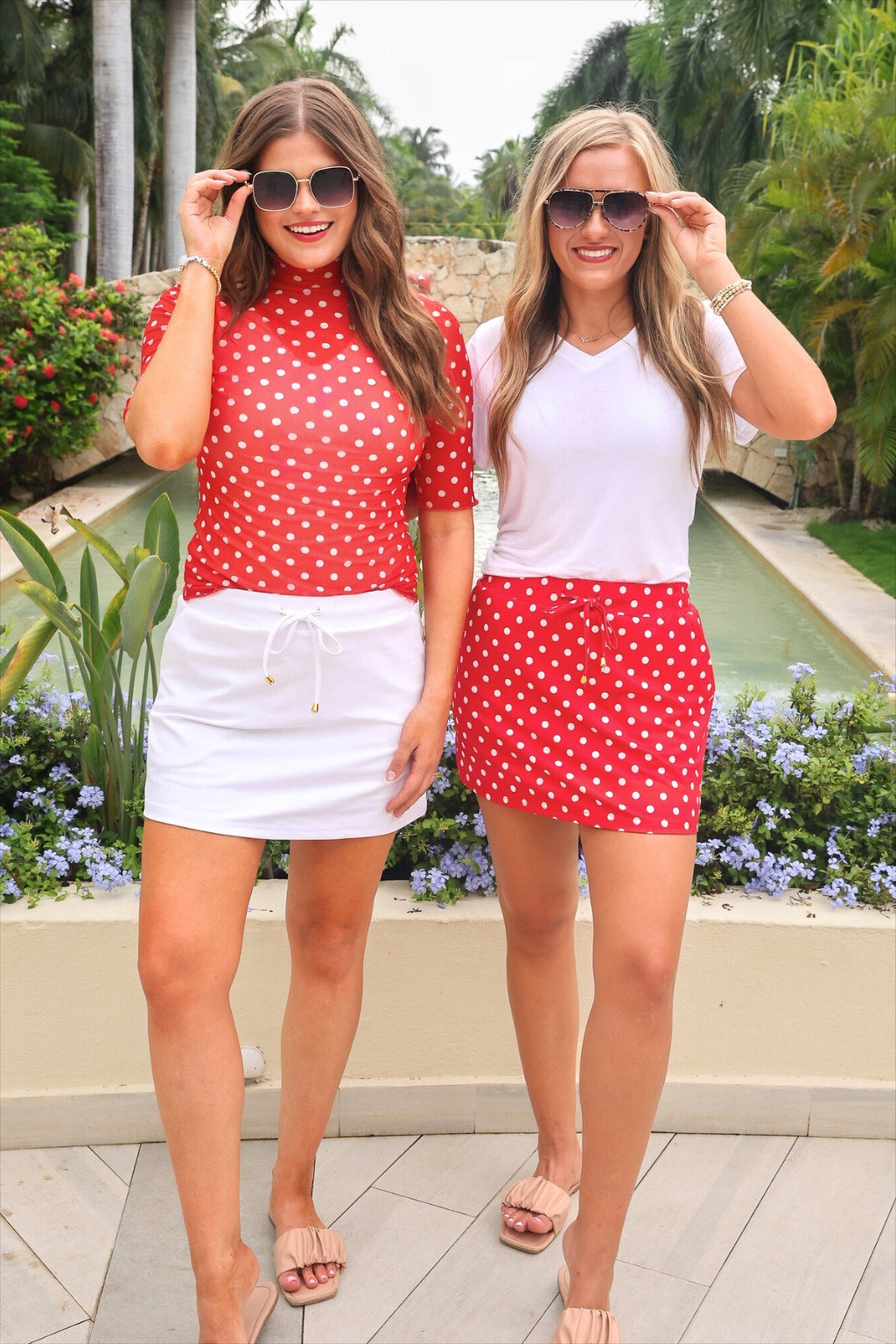 PREORDER: Kora Short Sleeve Mesh Top / Red Polka Dot (ETA: February)