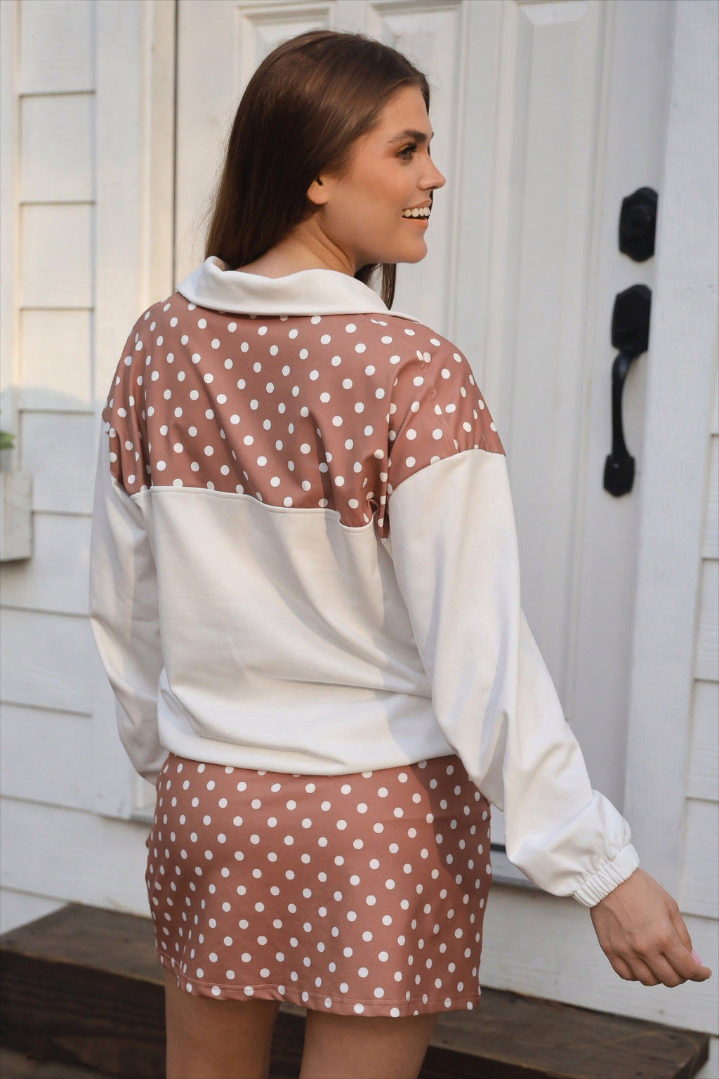 PREORDER: Mia Printed Pullover / Mocha Mousse Polka Dot by Jess Lea (ETA: Late February / Early