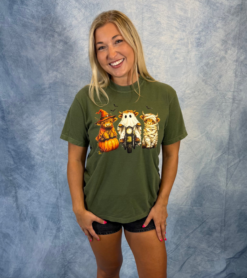 PREORDER: Halloween Highland Cow Tee (ARRAY) by FestiviTees (Ships 2-3 weeks)