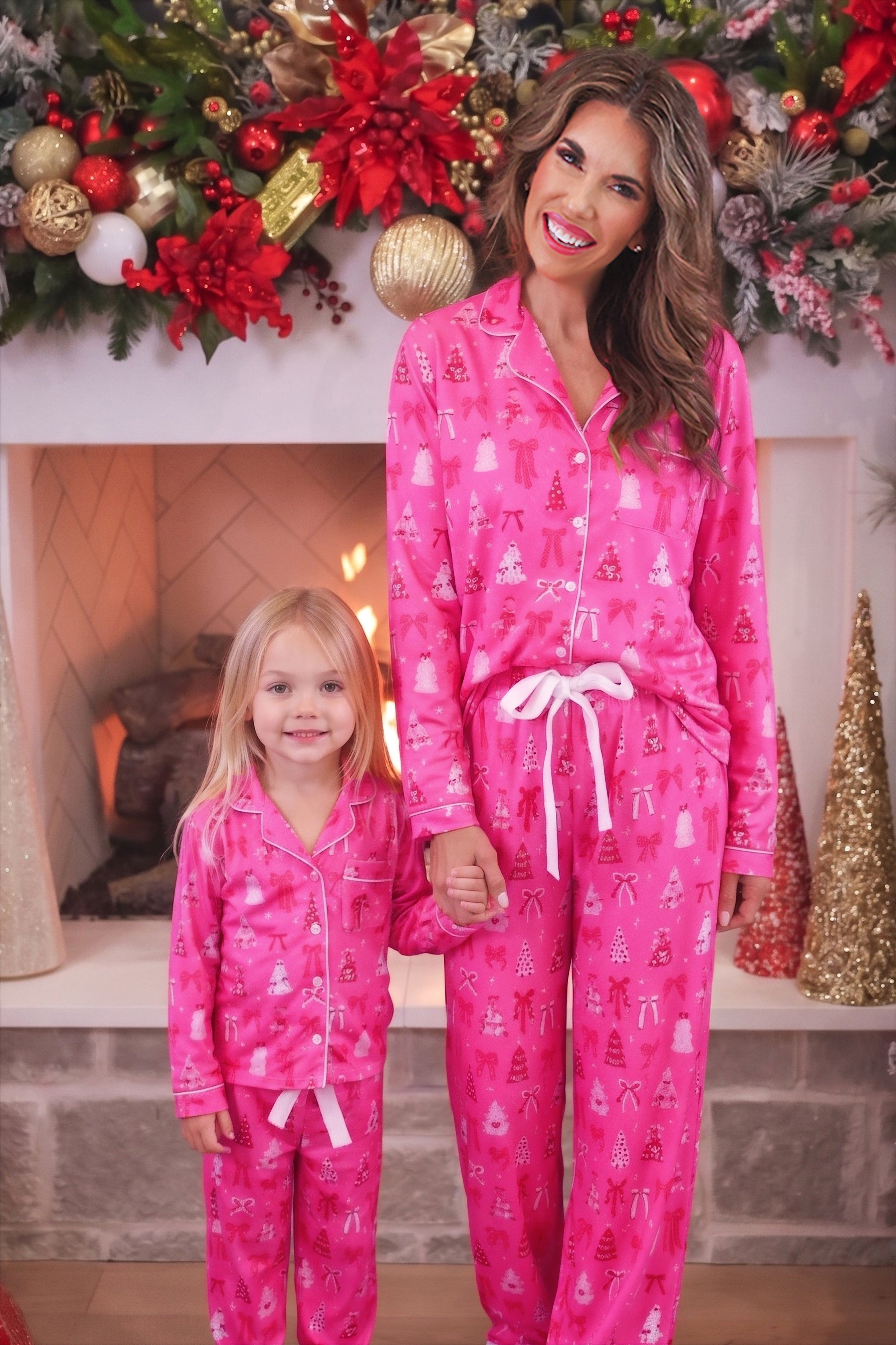PREORDER: Pretty Pink Christmas Girls Ruffle Pajama Set by Jess Lea (ETA September)