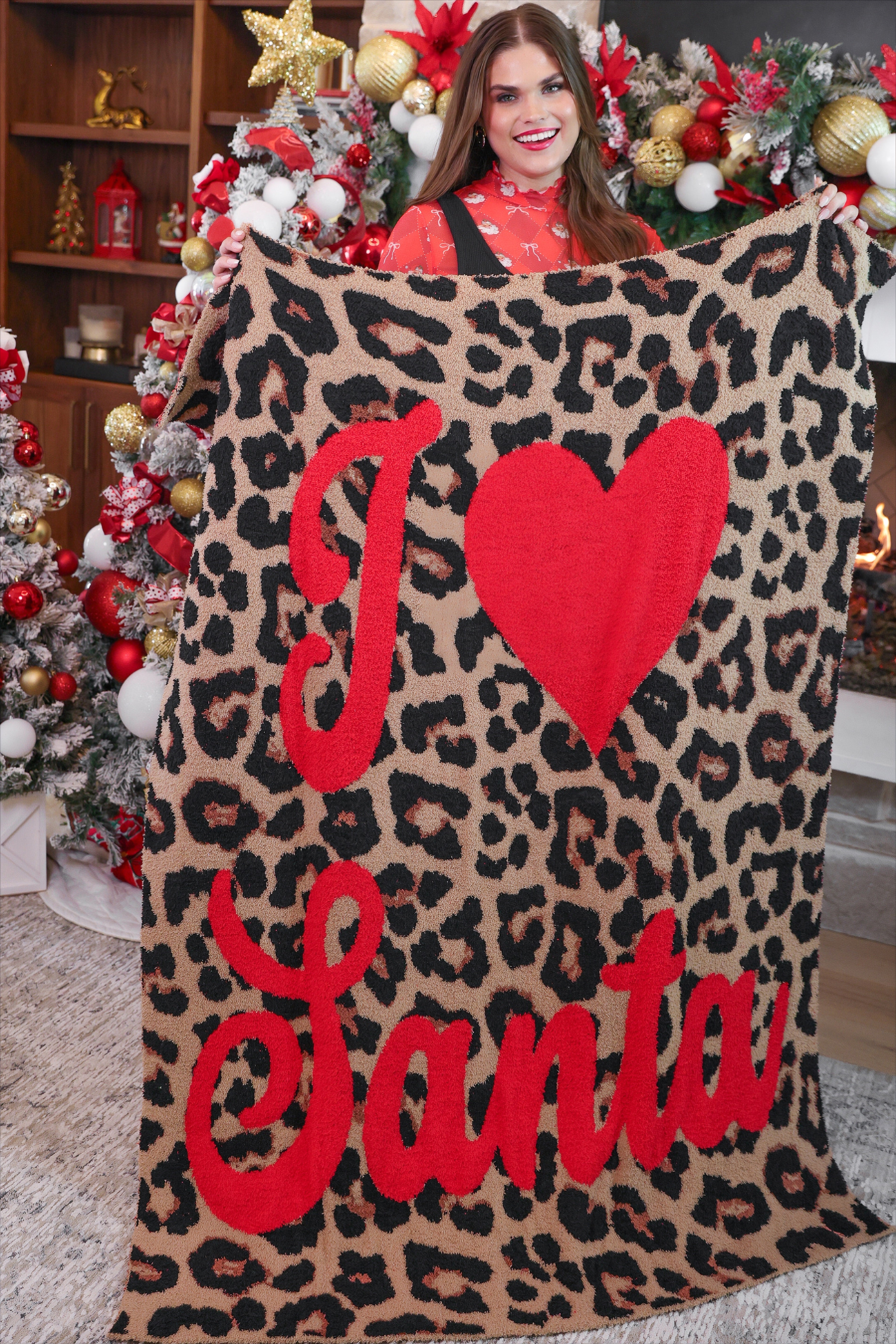 PREORDER: I Love Santa Leopard Blanket (ETA: End of October) - BFF Here